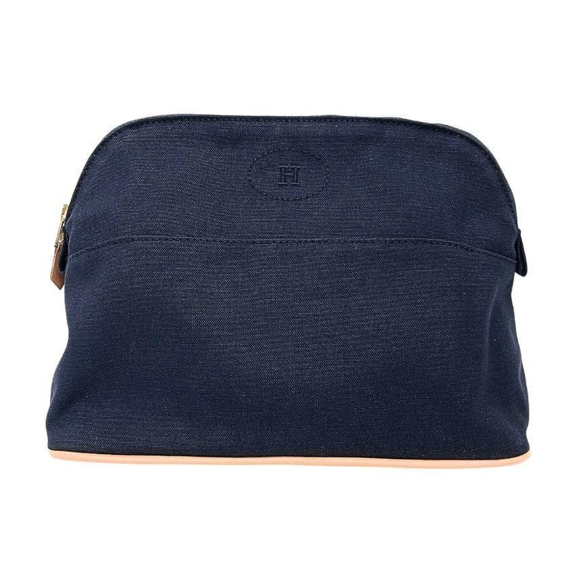 Hermes Navy Cotton Canvas Pouch (Pre-Owned)