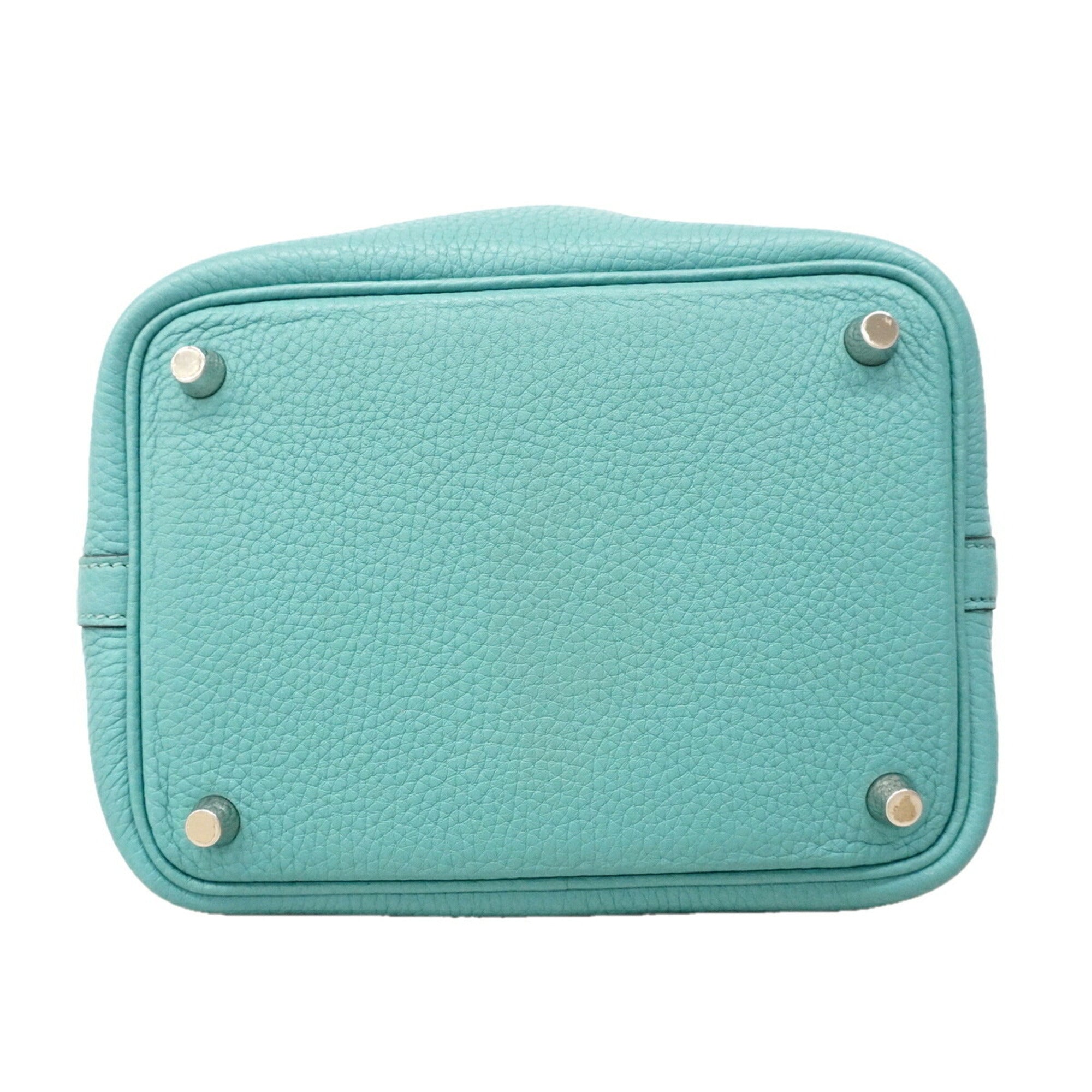 Hermes Blue Atoll Taurillon Clemence Leather Handbag (Pre-Owned)