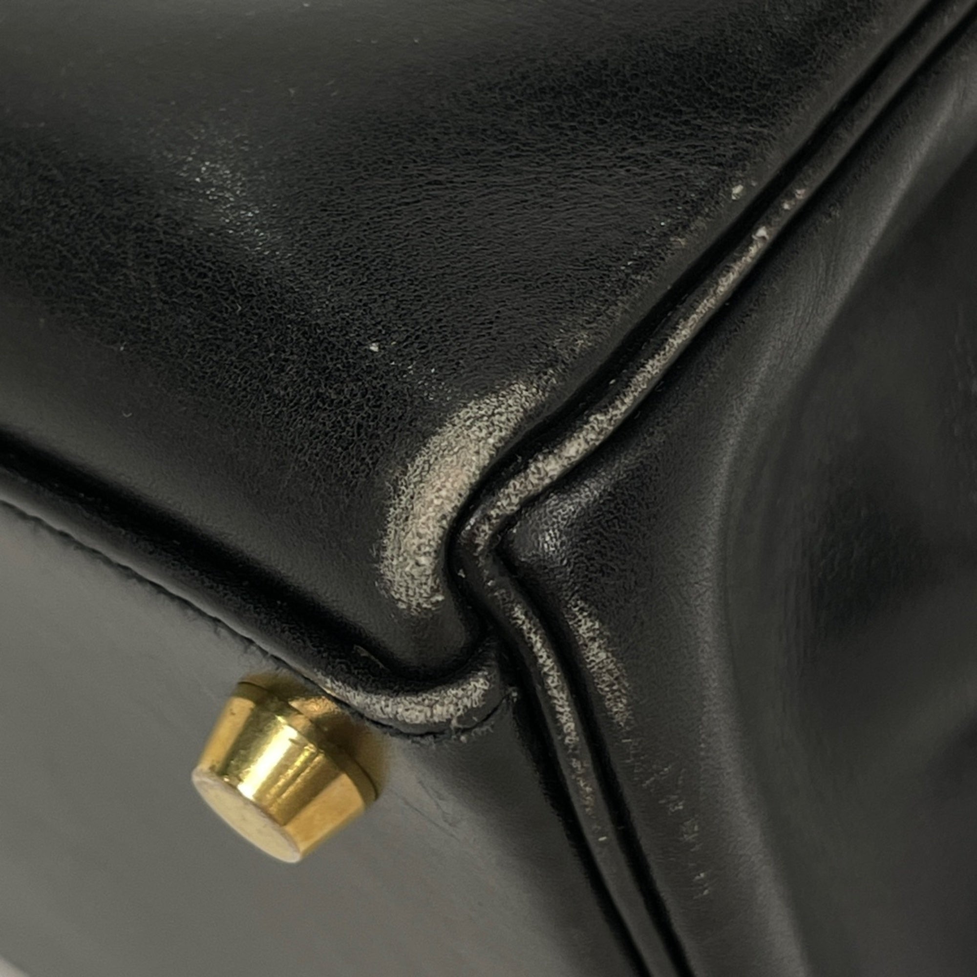 Hermes Black Box Calf Leather Handbag (Pre-Owned)