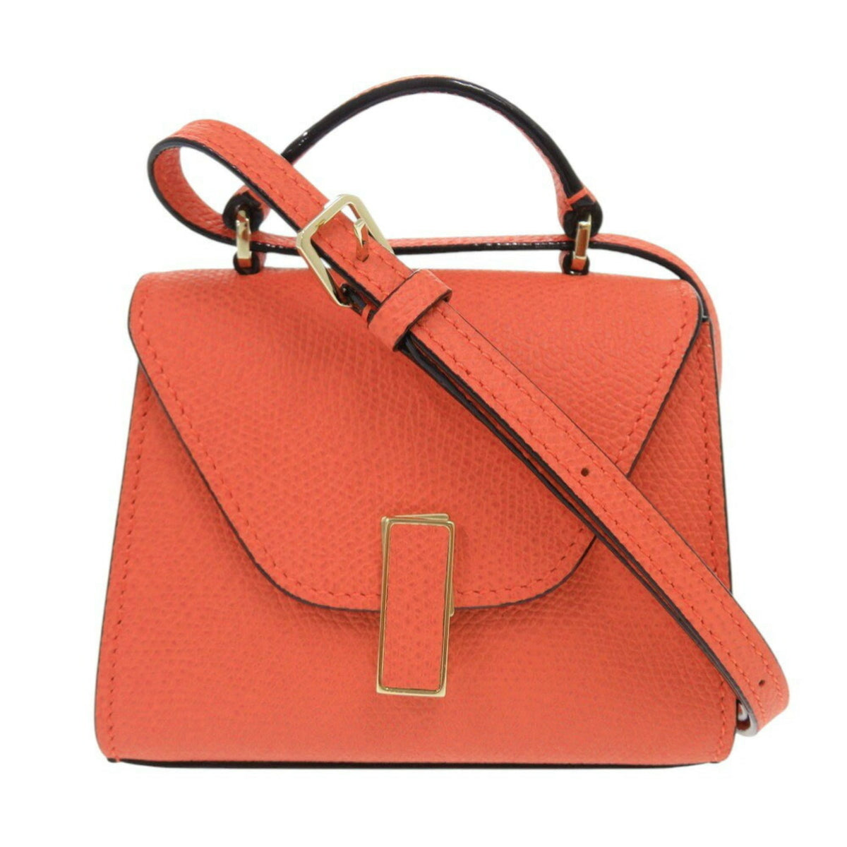 Valextra Orange Leather Handbag Shoulder Bag (Pre-Owned)