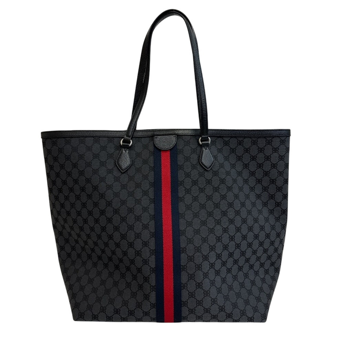 Gucci Black Canvas Leather Tote Bag (Pre-Owned)
