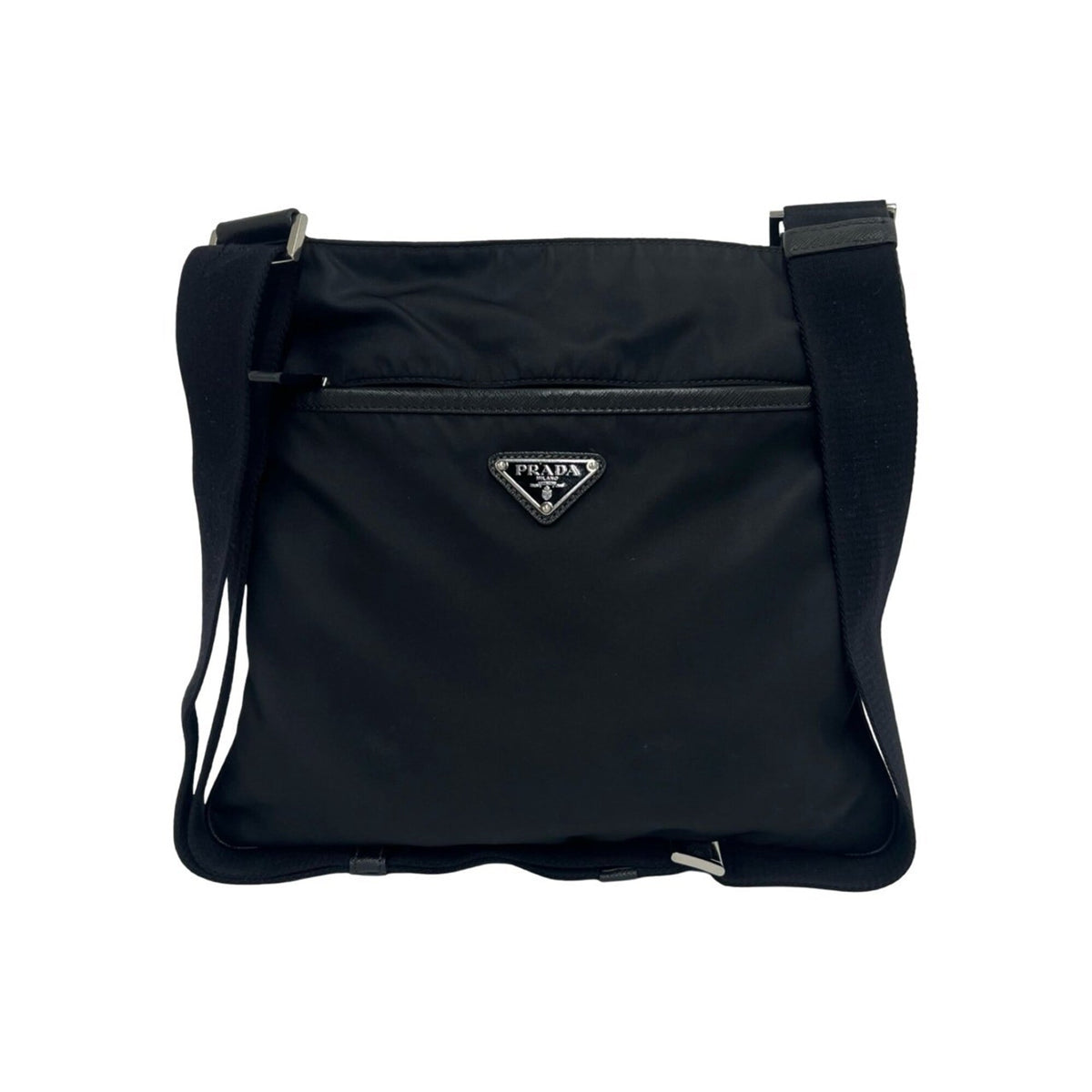 Prada Black Nylon Leather Crossbody Bag Shoulder Bag (Pre-Owned)