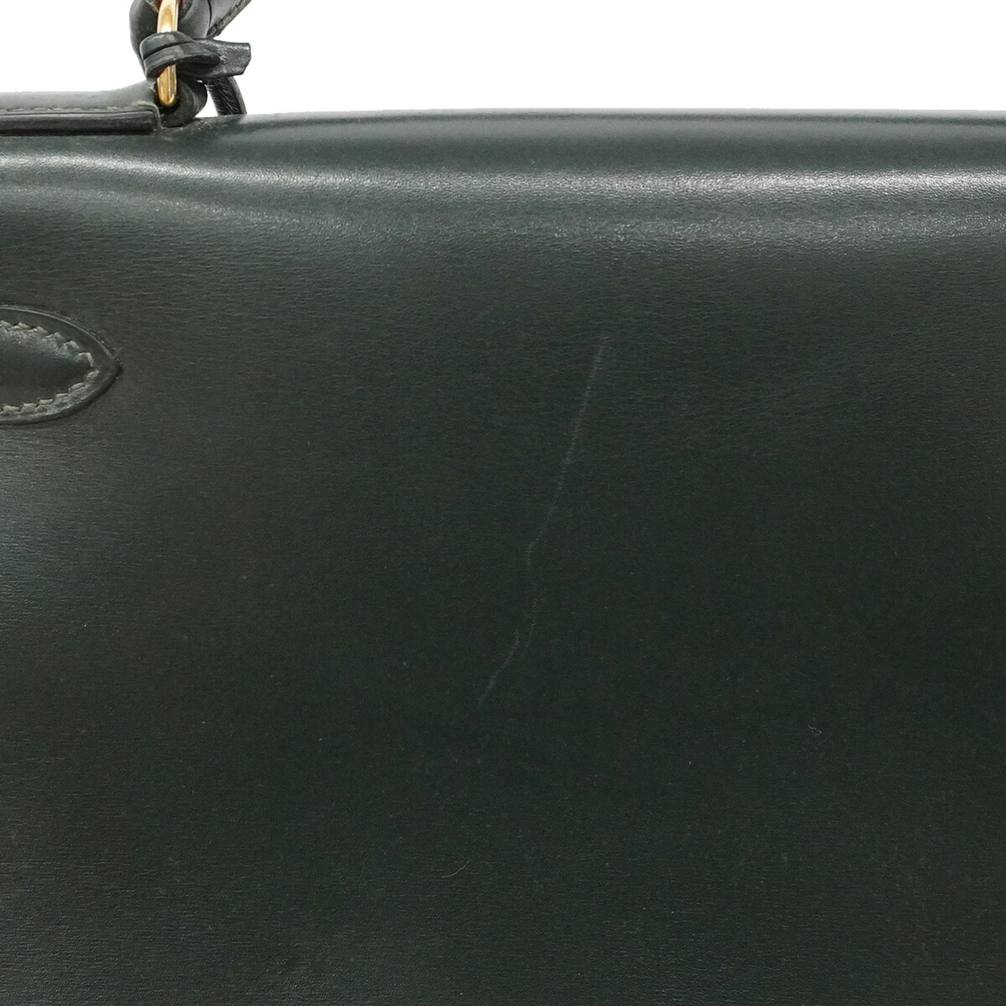Hermes Green Box Calf Leather Handbag (Pre-Owned)