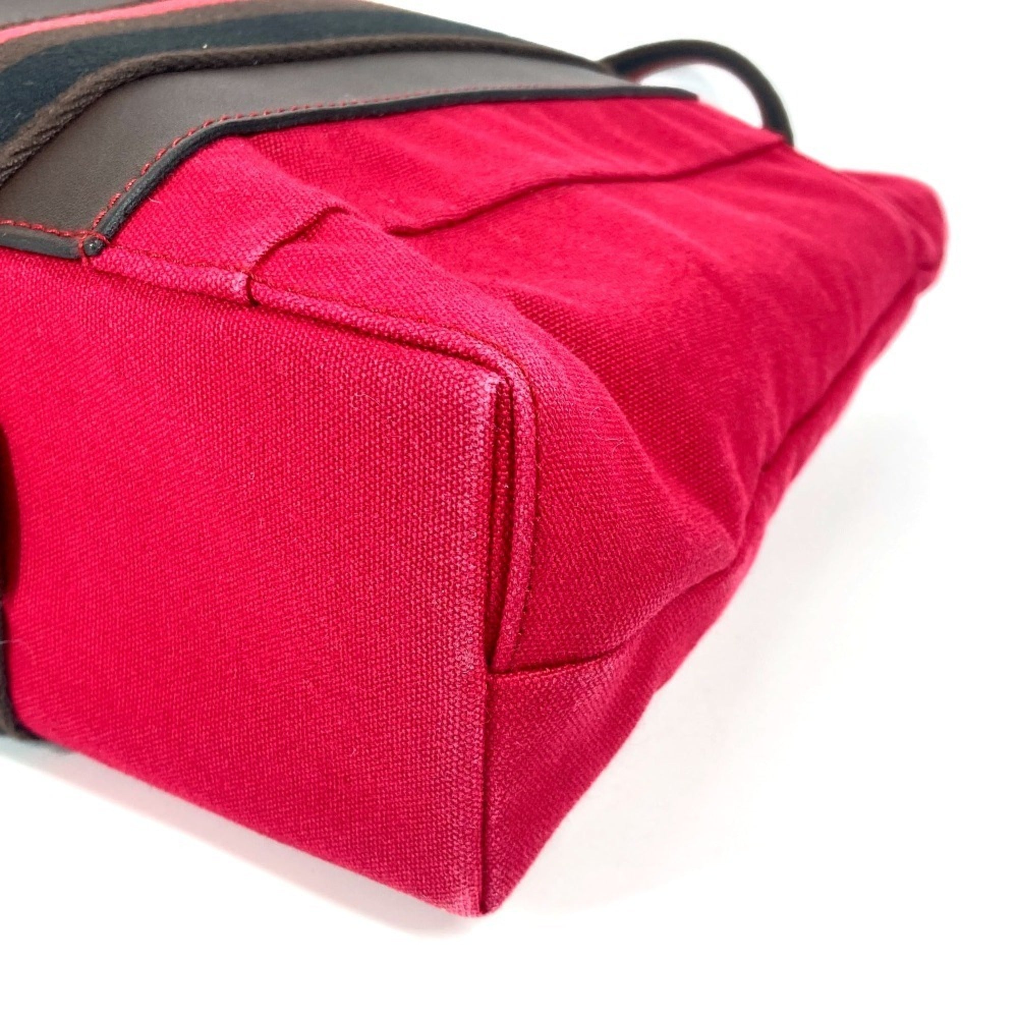 Hermes Black Red Color Canvas Shoulder Bag Tote Bag (Pre-Owned)