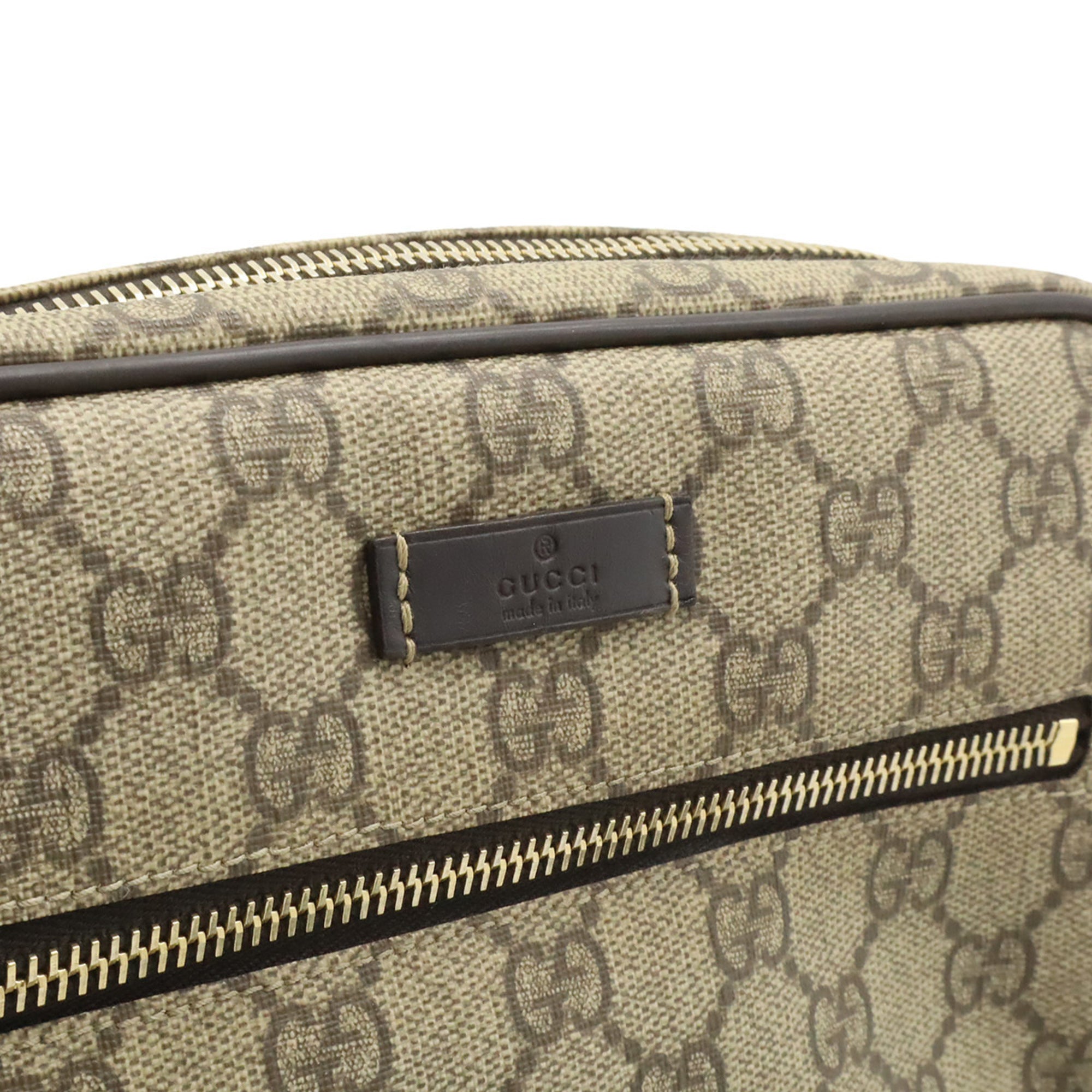 Gucci Beige Dark Brown Khaki Gg Supreme Canvas Leather Pochette Shoulder Bag (Pre-Owned)