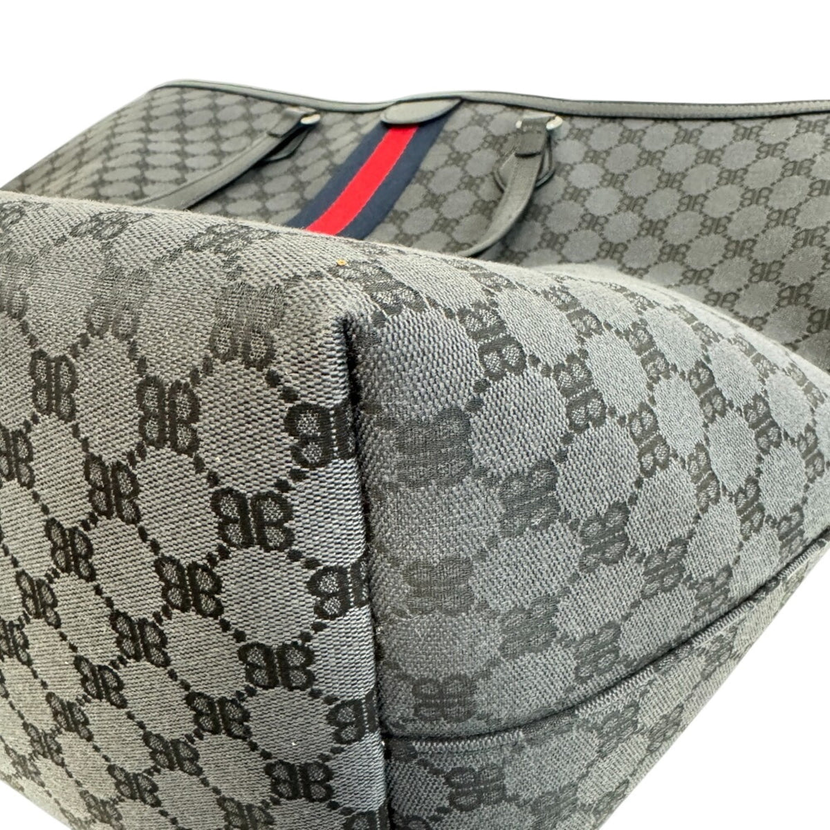Gucci Black Canvas Leather Tote Bag (Pre-Owned)