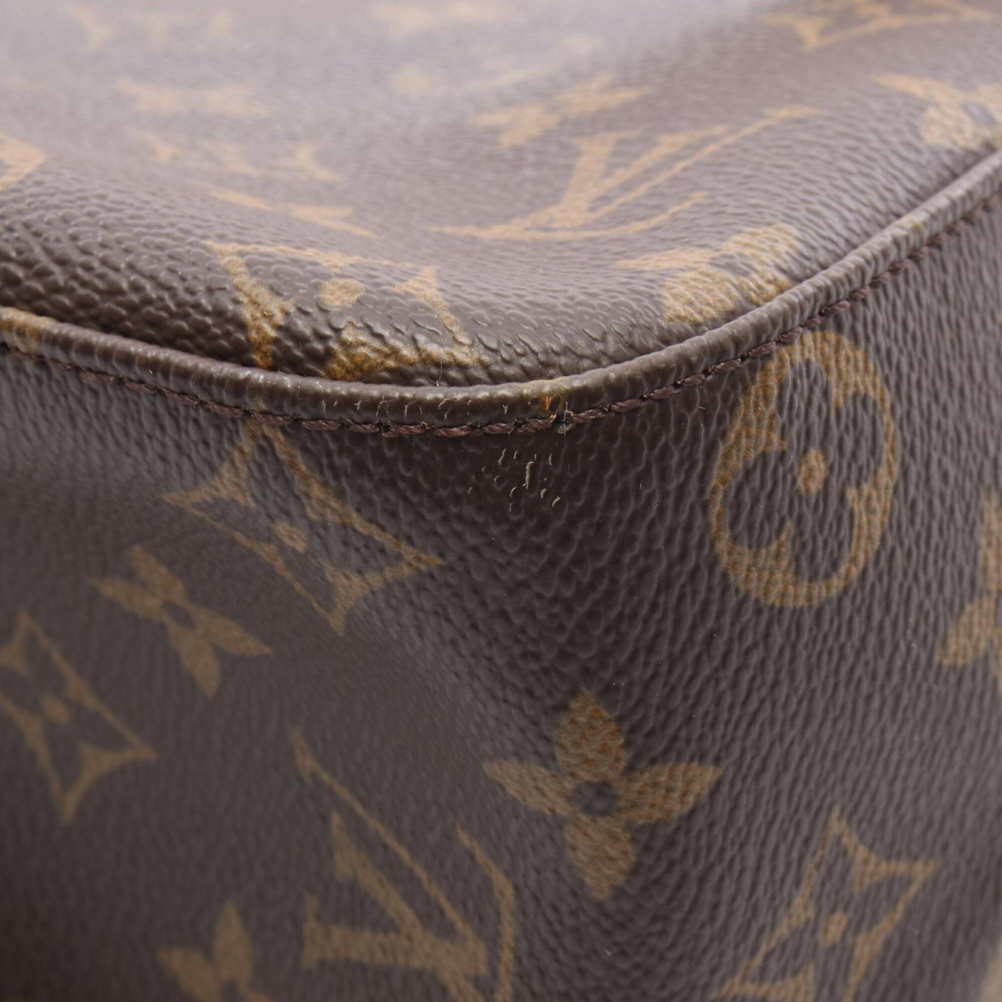 Louis Vuitton Monogram Brown Coated Canvas Leather Handbag Shoulder Bag (Pre-Owned)