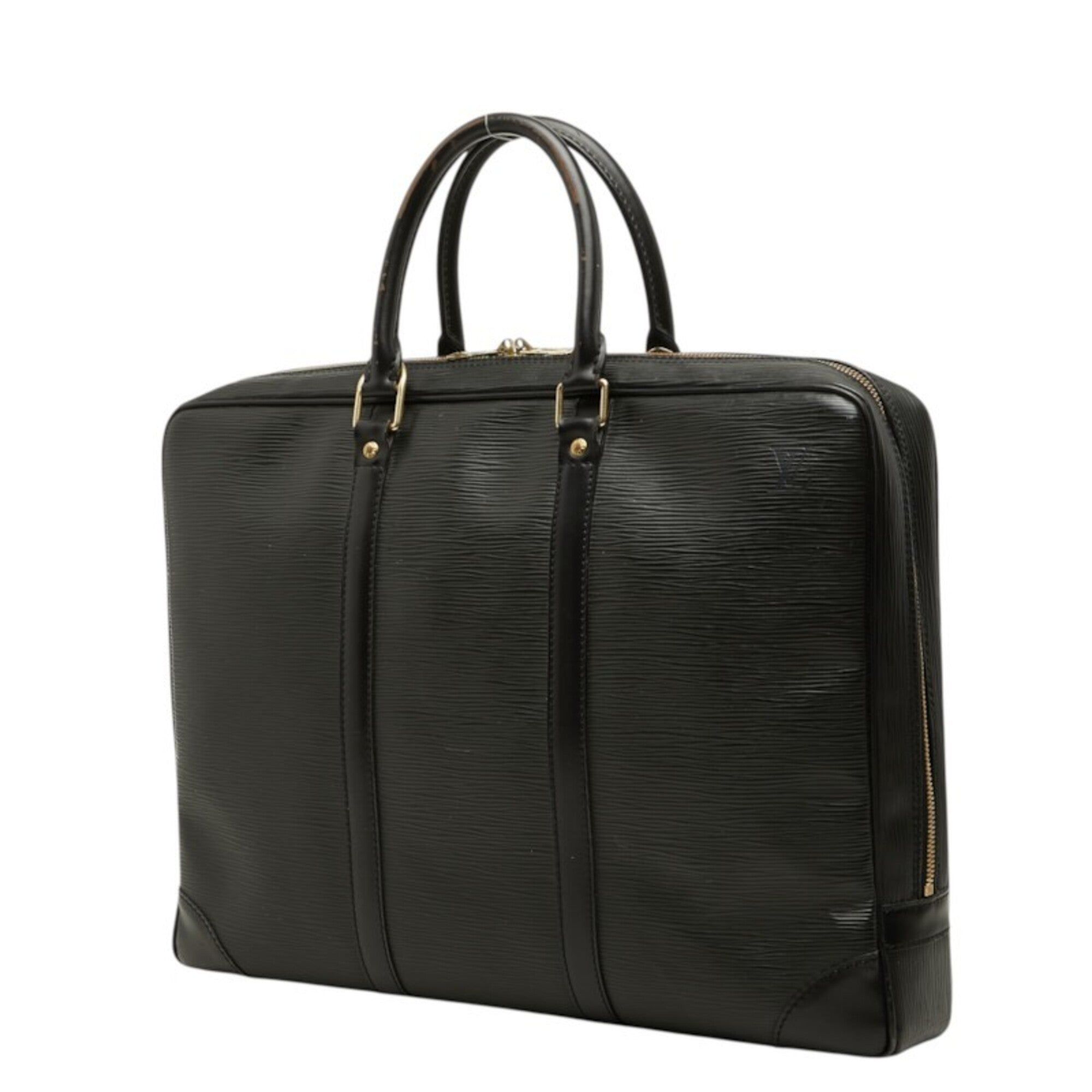 Louis Vuitton Black Noir Leather Briefcase Handbag (Pre-Owned)