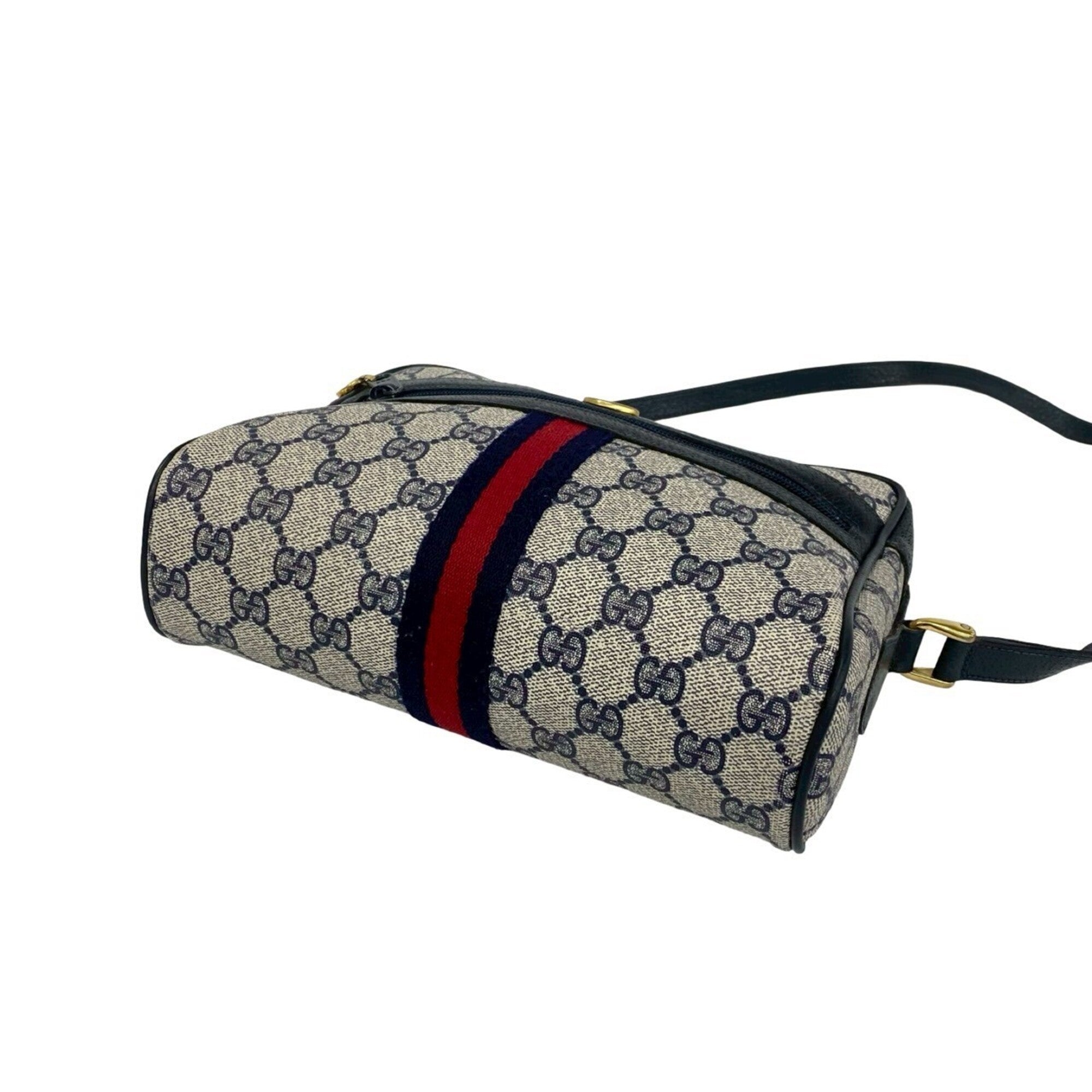 Gucci Navy Red Color Leather Pvc Shoulder Bag (Pre-Owned)