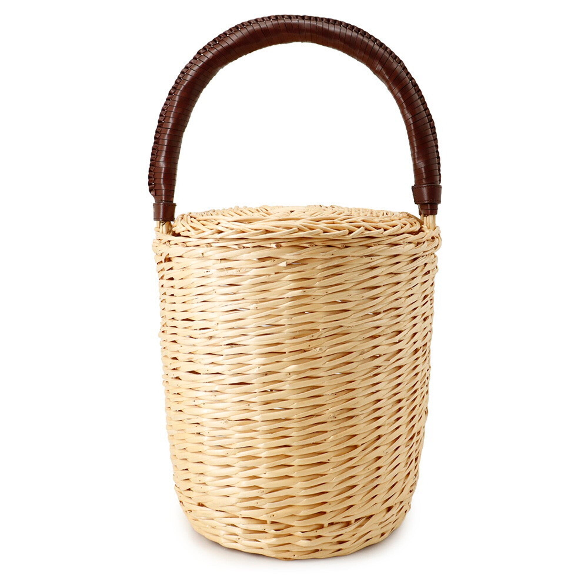 Celine Beige Brown Raffia Leather Basket Handbag (Pre-Owned)