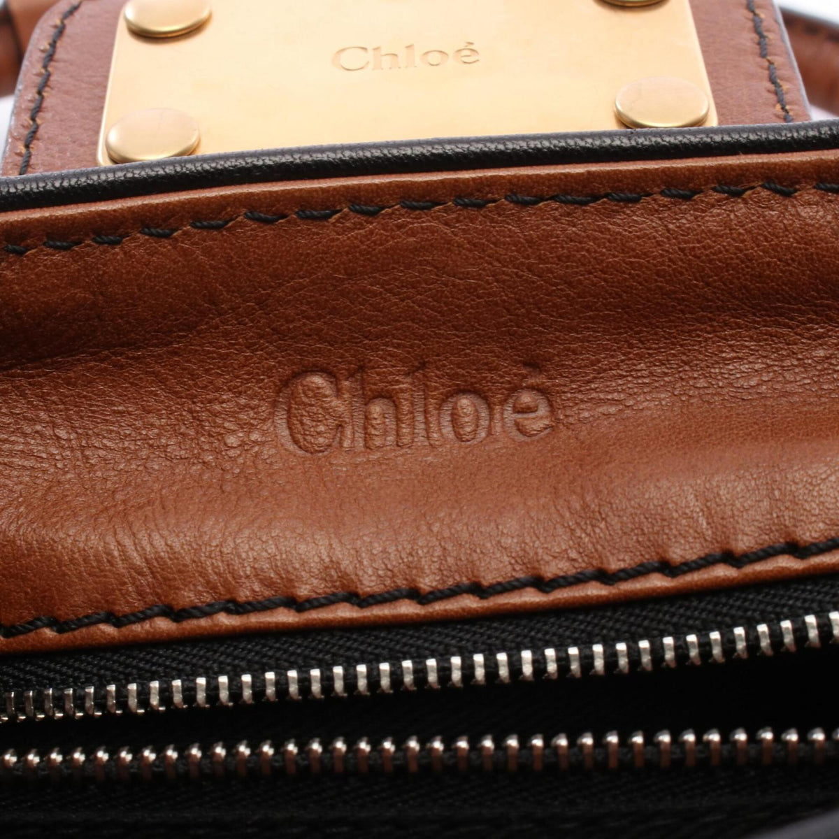 Chloé Beige Black Brown Fabric Leather Handbag (Pre-Owned)