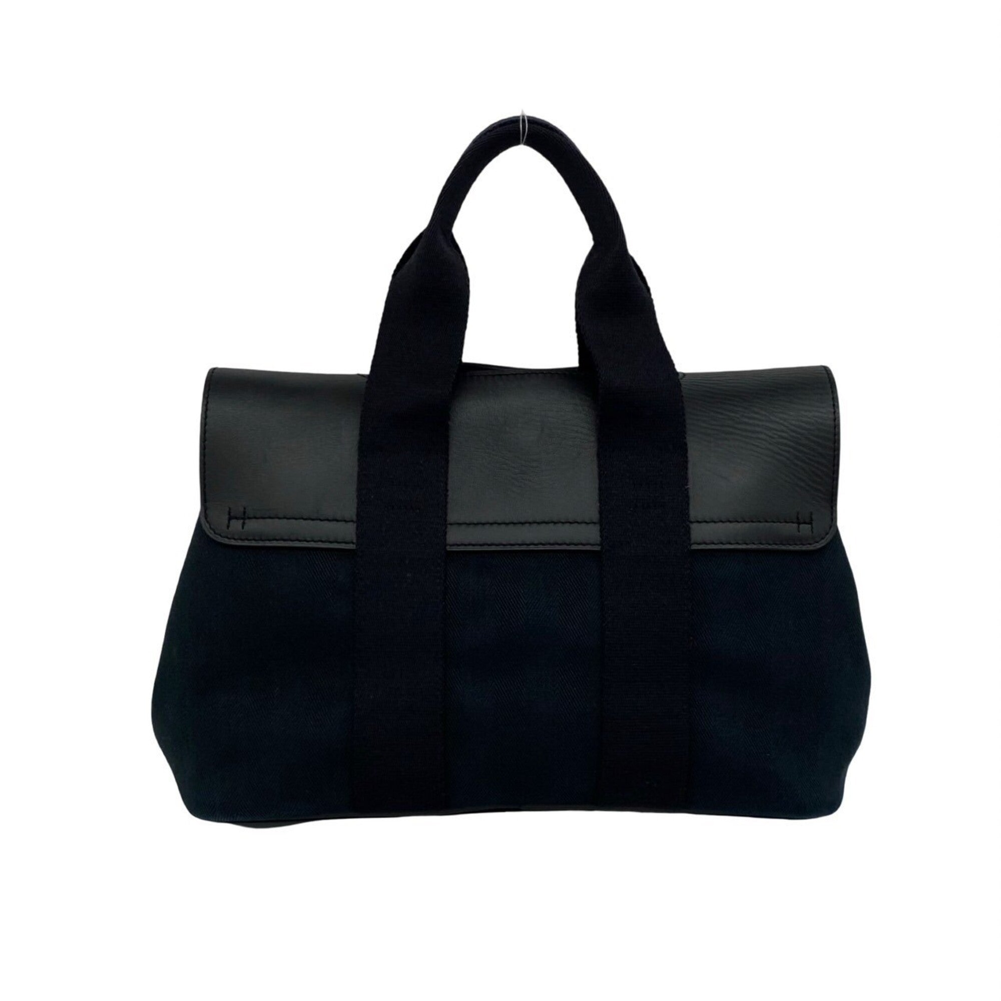 Hermes Black Toile Chevron Handbag Tote Bag (Pre-Owned)