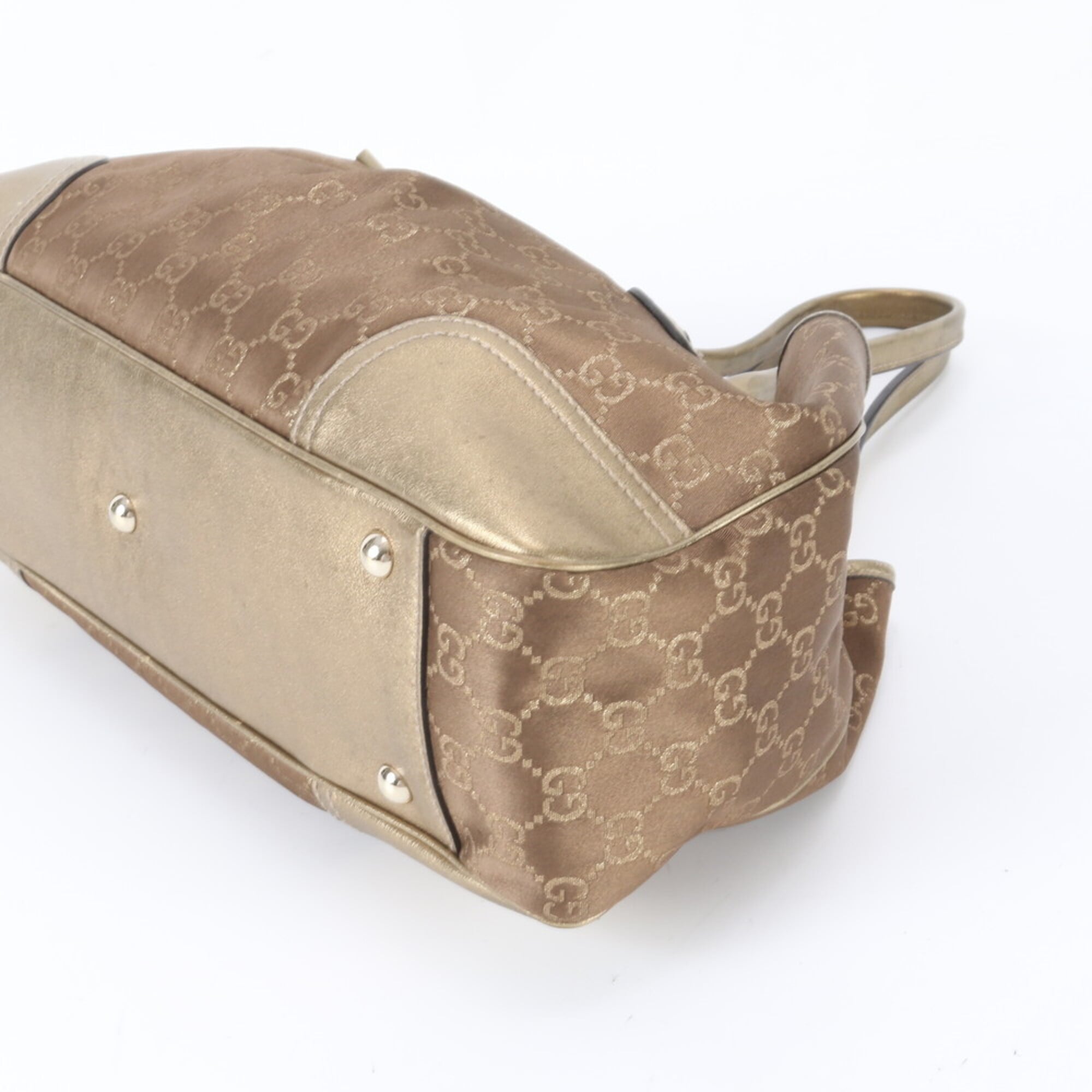 Gucci Brown Gold Leather Handbag Tote Bag (Pre-Owned)