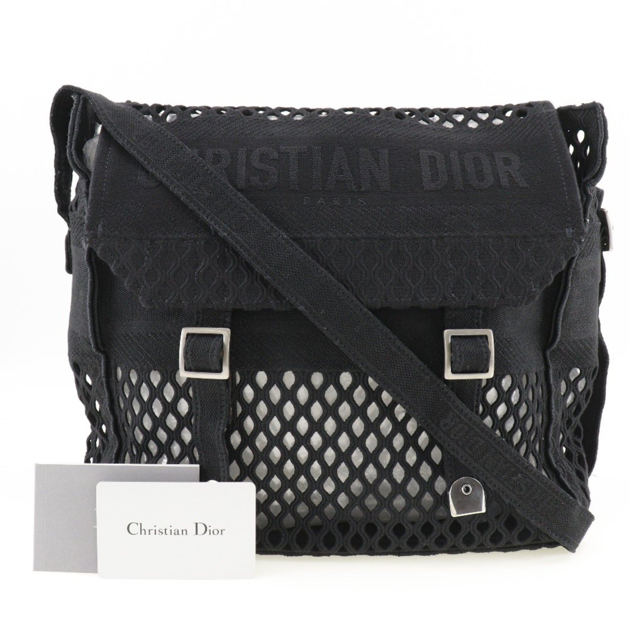 Christian Dior Black Mesh Messenger Bag Shoulder Bag (Pre-Owned)