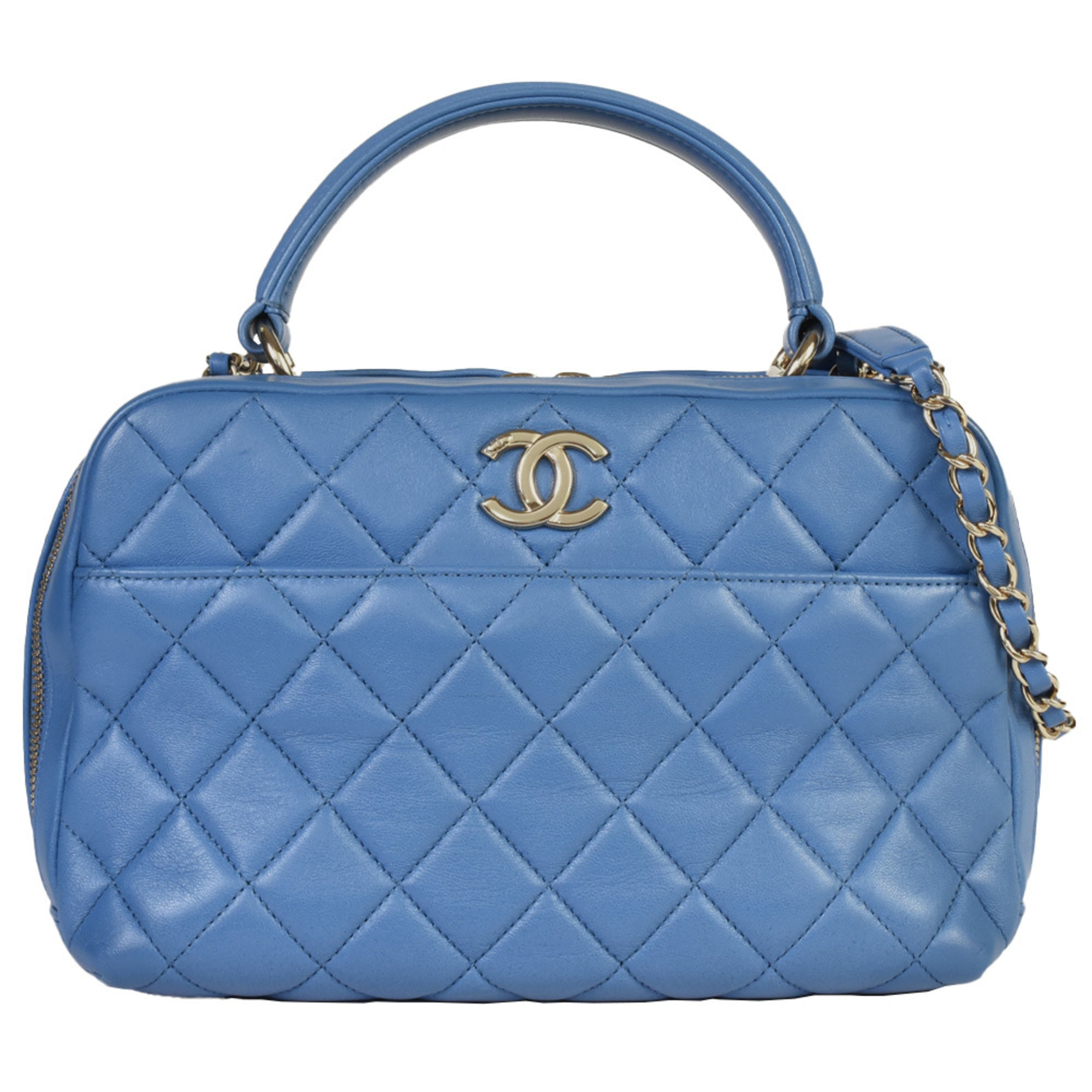 Chanel Blue Suede Handbag Shoulder Bag (Pre-Owned)
