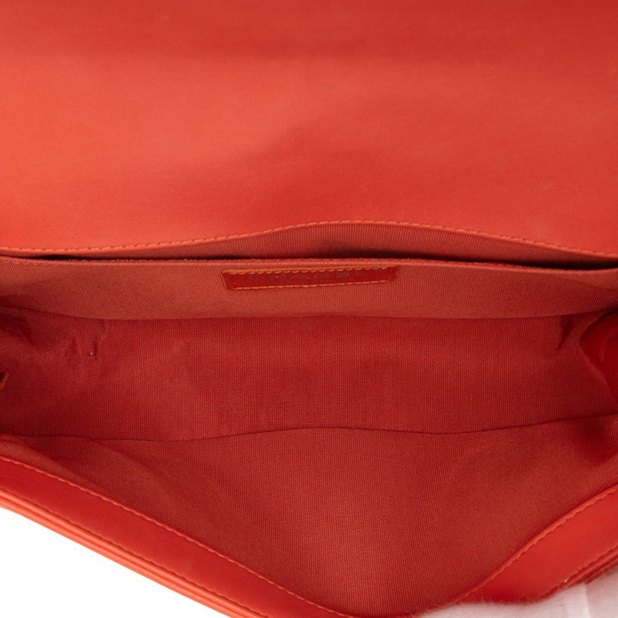 Chanel Boy Chanel Multi-Color Orange Tweed Leather Shoulder Bag (Pre-Owned)