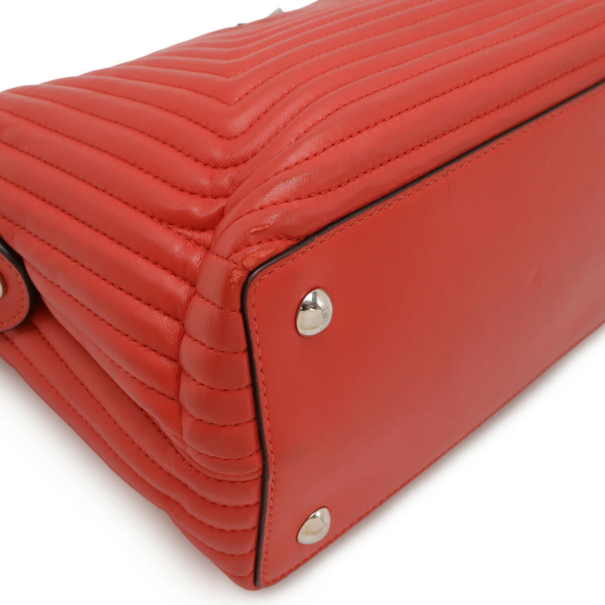 Fendi Dotcom Red Color Leather Pouch Shoulder Bag (Pre-Owned)