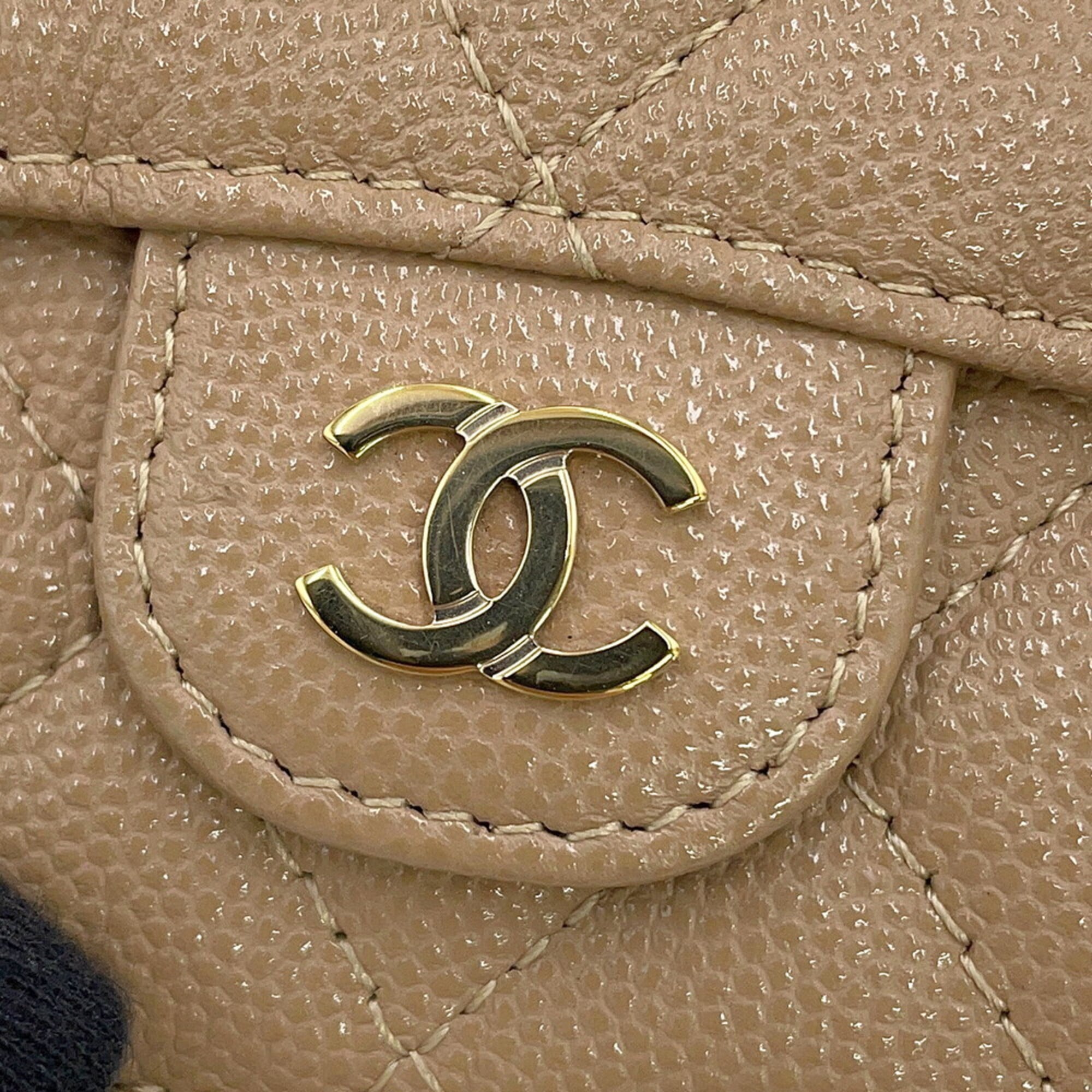 Chanel Matelasse Beige Grained Calfskin Wallet (Tri-Fold) (Pre-Owned)