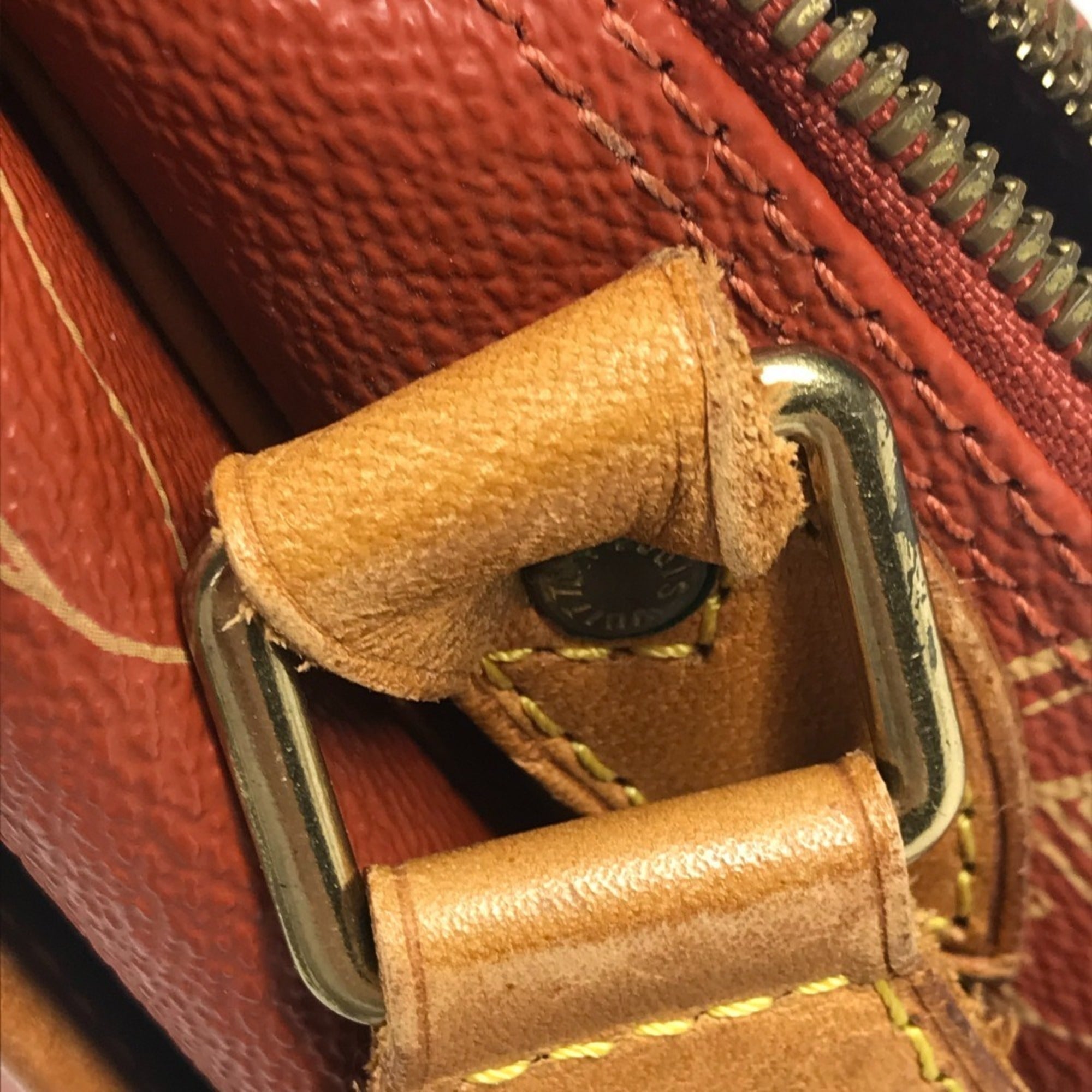 Louis Vuitton Galle Orange Leather Canvas Messenger Bag Shoulder Bag (Pre-Owned)