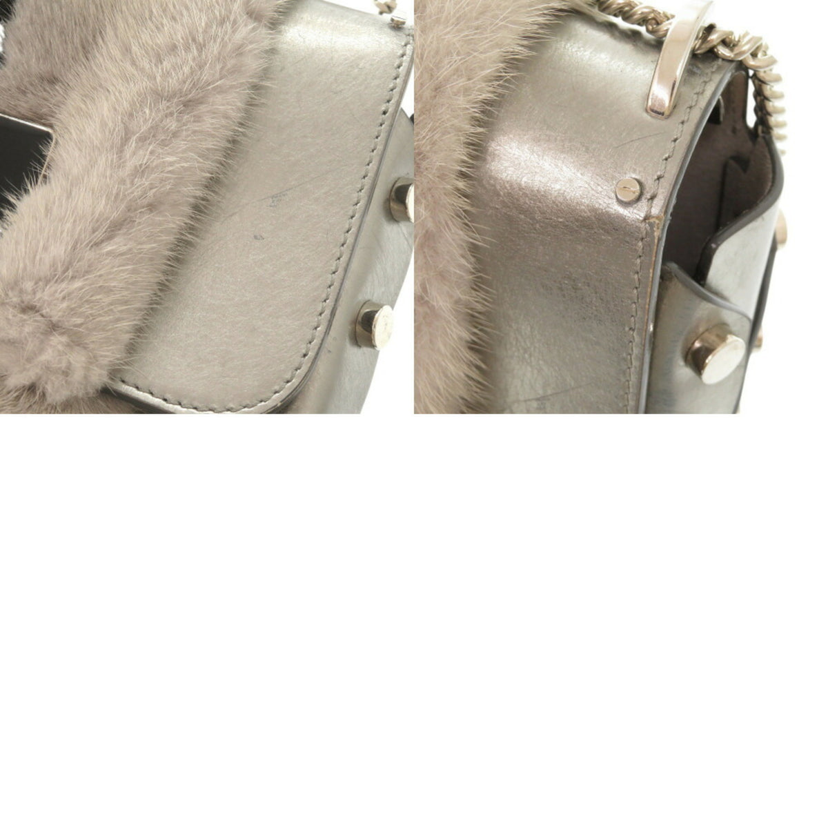 Jimmy Choo Gray Silver Leather Shoulder Bag (Pre-Owned)