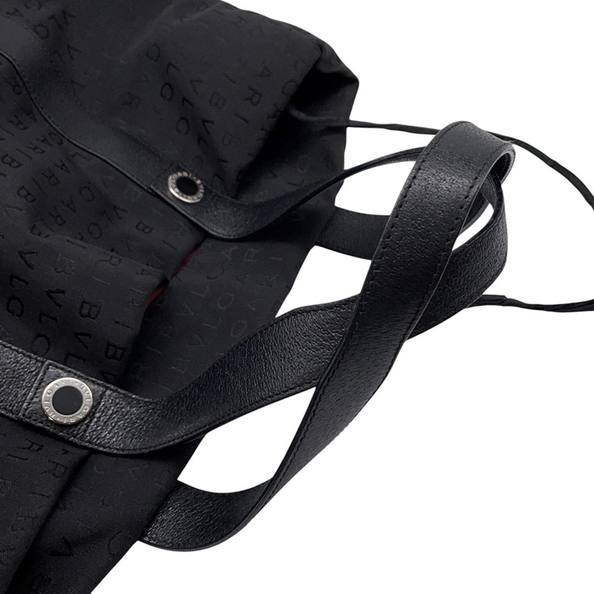 Bvlgari Black Canvas Leather Handbag Tote Bag (Pre-Owned)