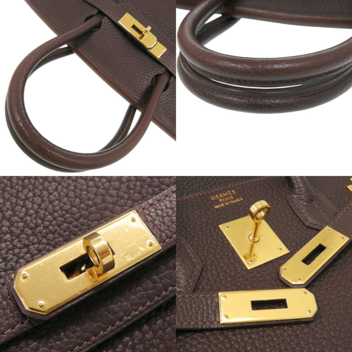 Hermes Chocolat Togo Leather Handbag (Pre-Owned)