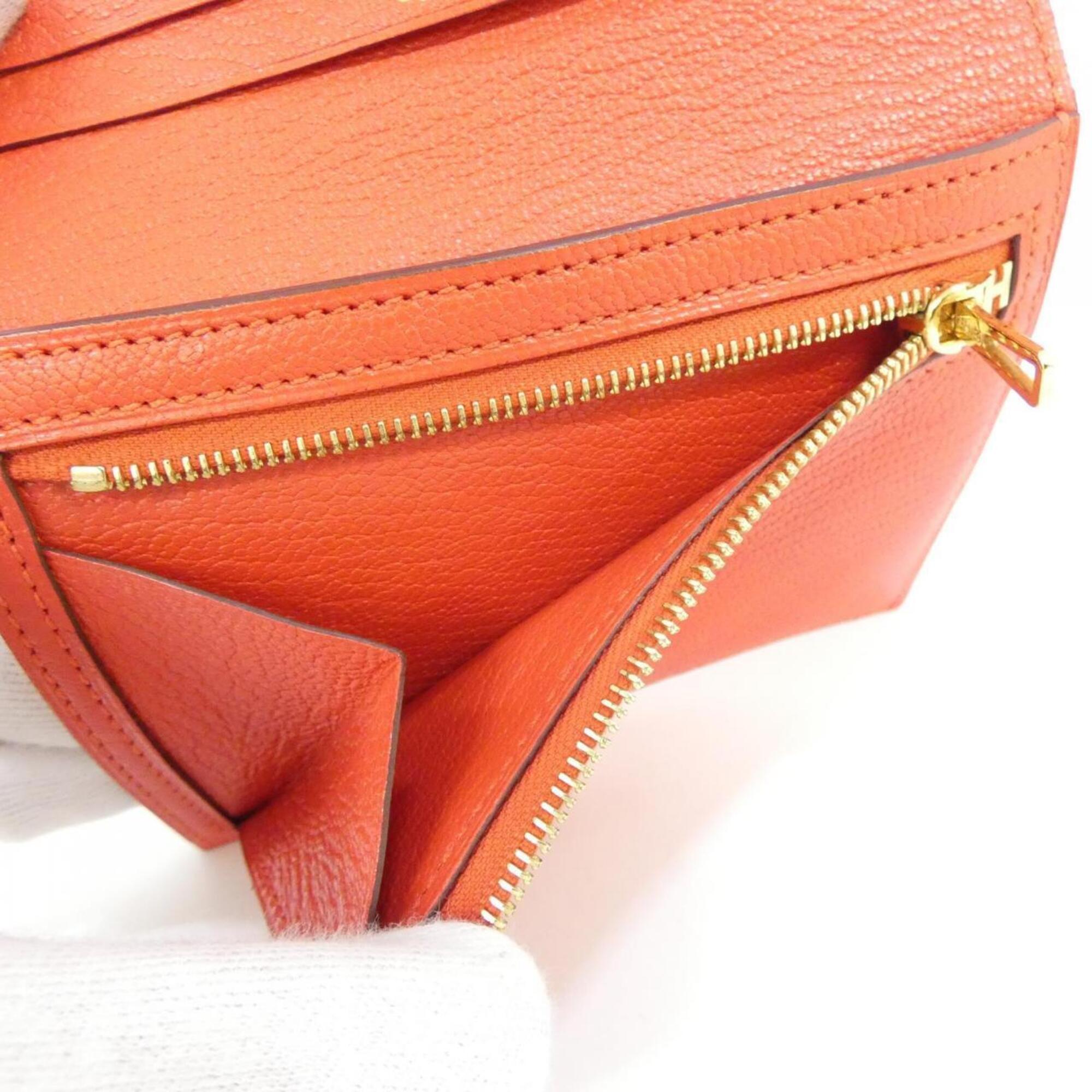 Hermes Red Color Chevre Leather Wallet (Bi-Fold) (Pre-Owned)