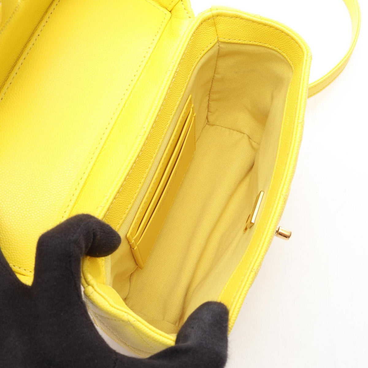 Chanel Matelasse Yellow Grained Calfskin Handbag Shoulder Bag Vanity Bag (Pre-Owned)