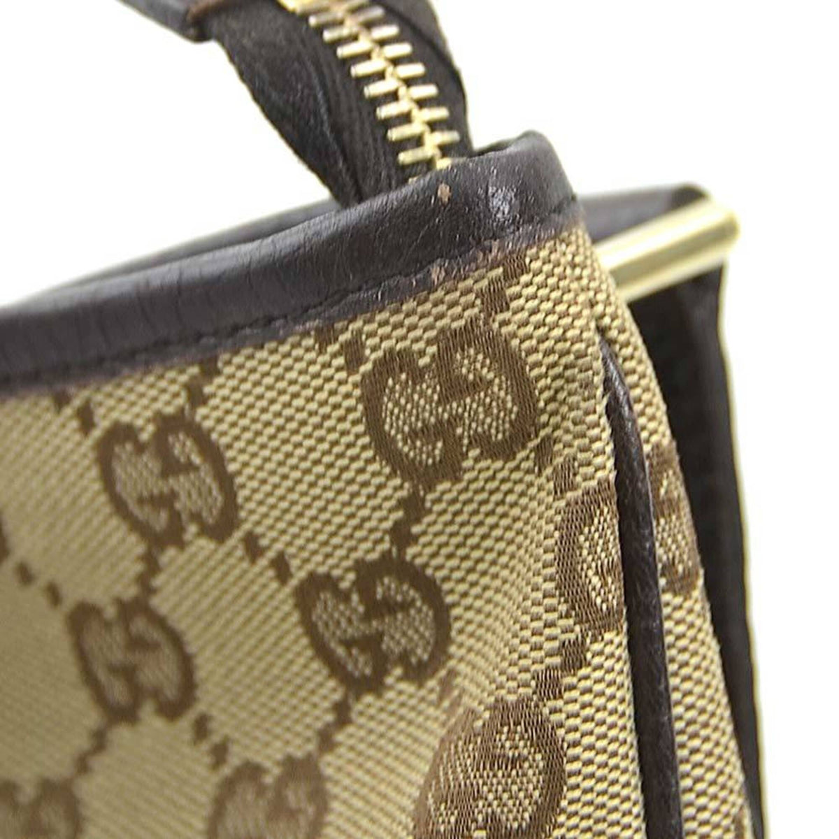 Gucci Brown Brown Gg Gg Canvas Leather Shoulder Bag (Pre-Owned)