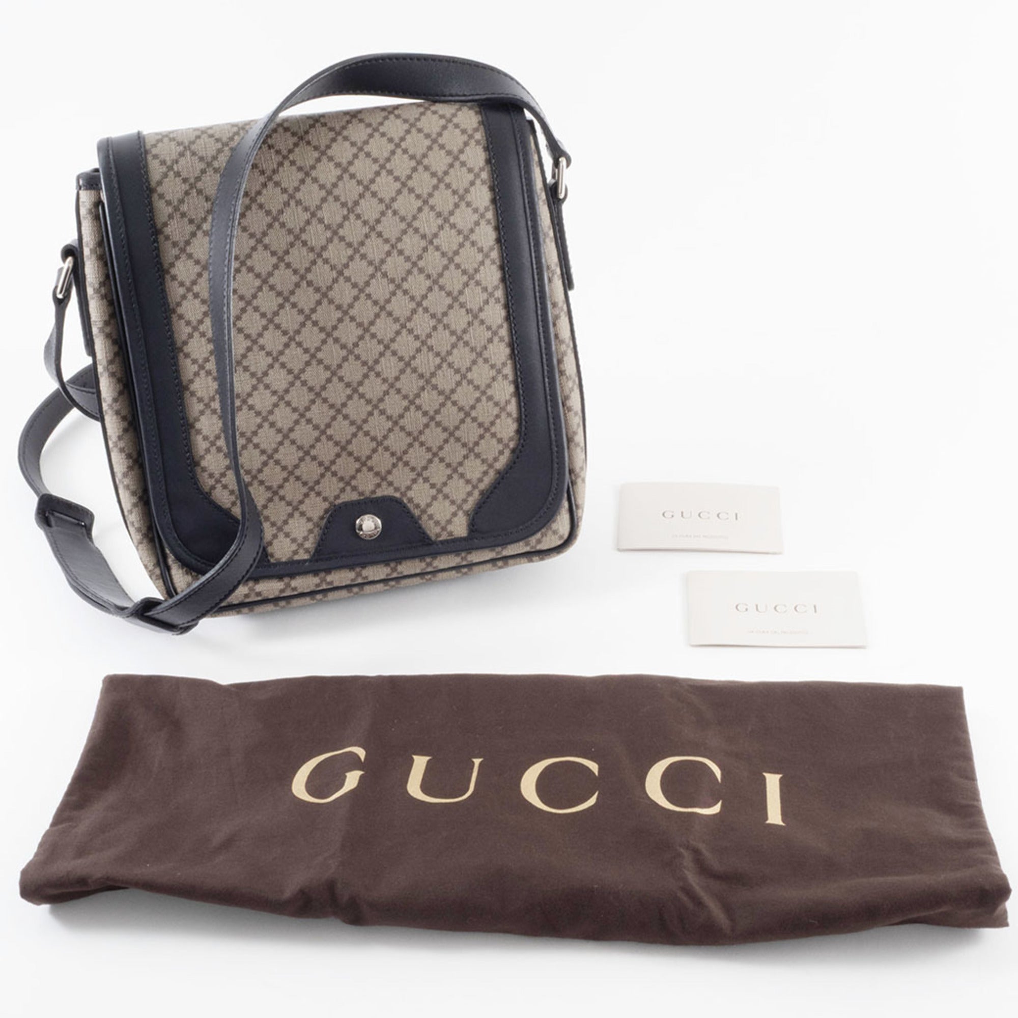 Gucci Beige Black Pvc Leather Shoulder Bag (Pre-Owned)