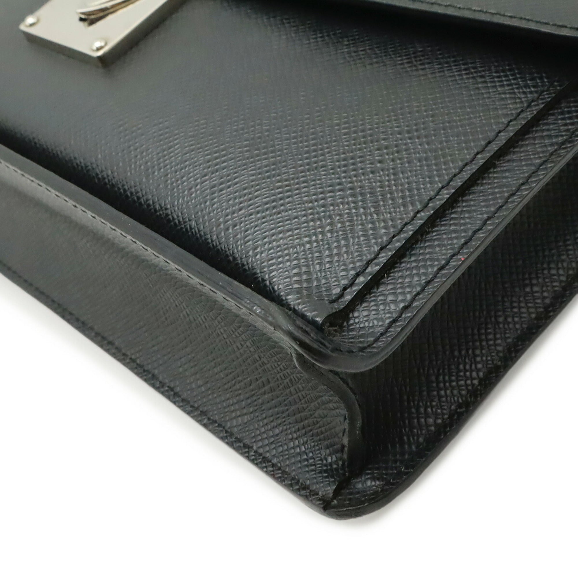 Louis Vuitton Ardoise Black Leather Clutch Bag (Pre-Owned)