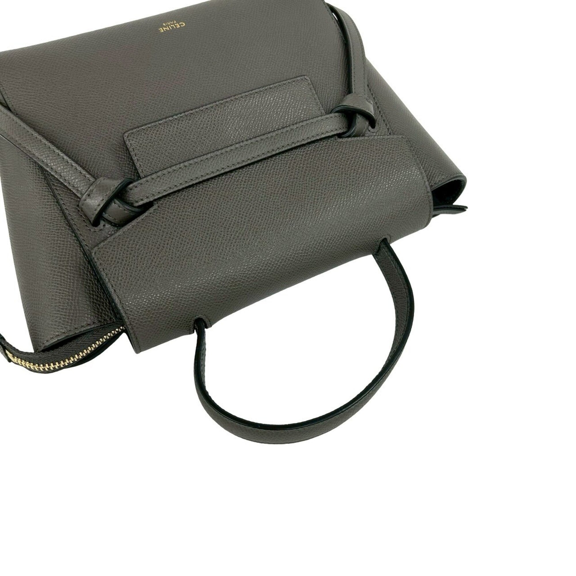 Celine Gray Leather Handbag Shoulder Bag Tote Bag (Pre-Owned)