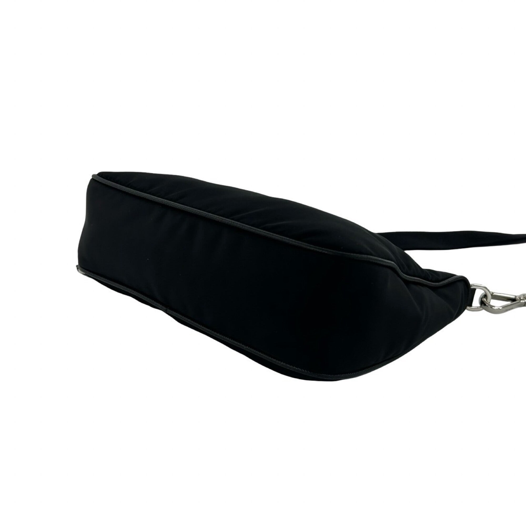 Prada Black Nylon Leather Pouch Shoulder Bag (Pre-Owned)