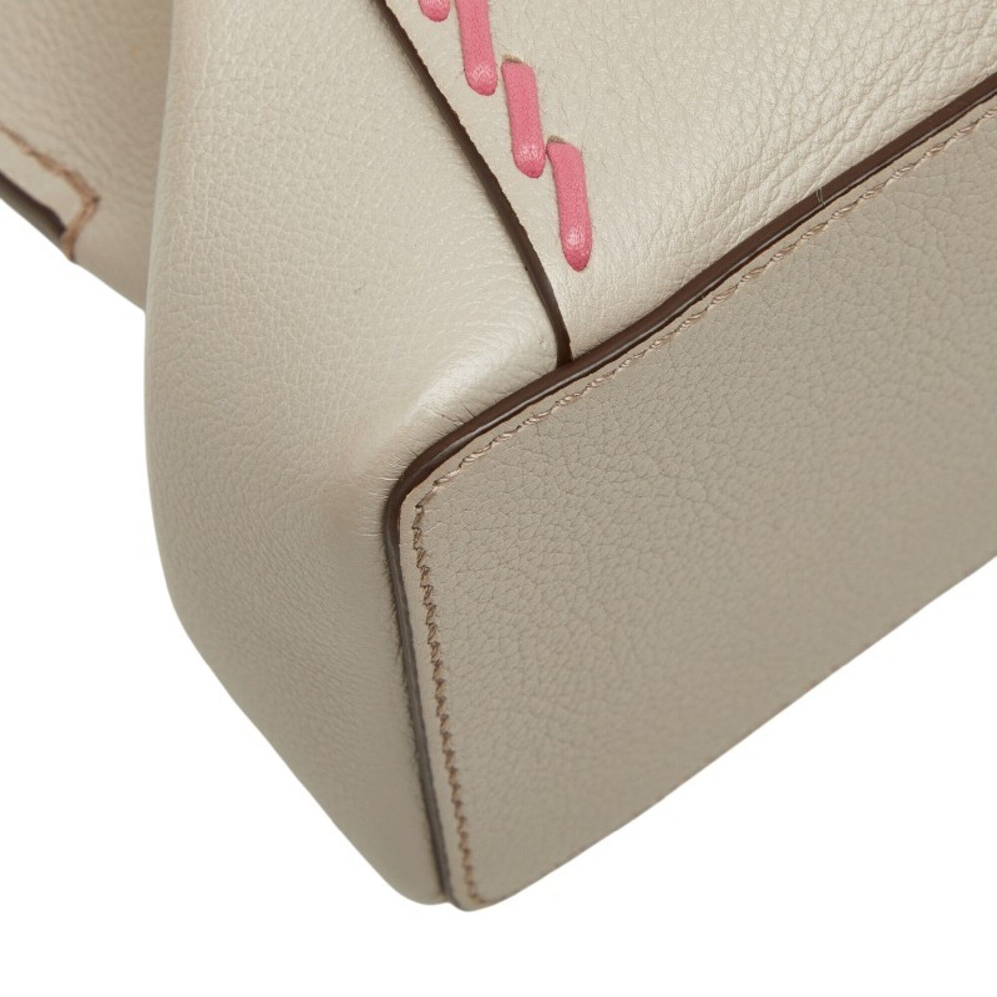 Cartier Gray Pink Leather Handbag Shoulder Bag (Pre-Owned)