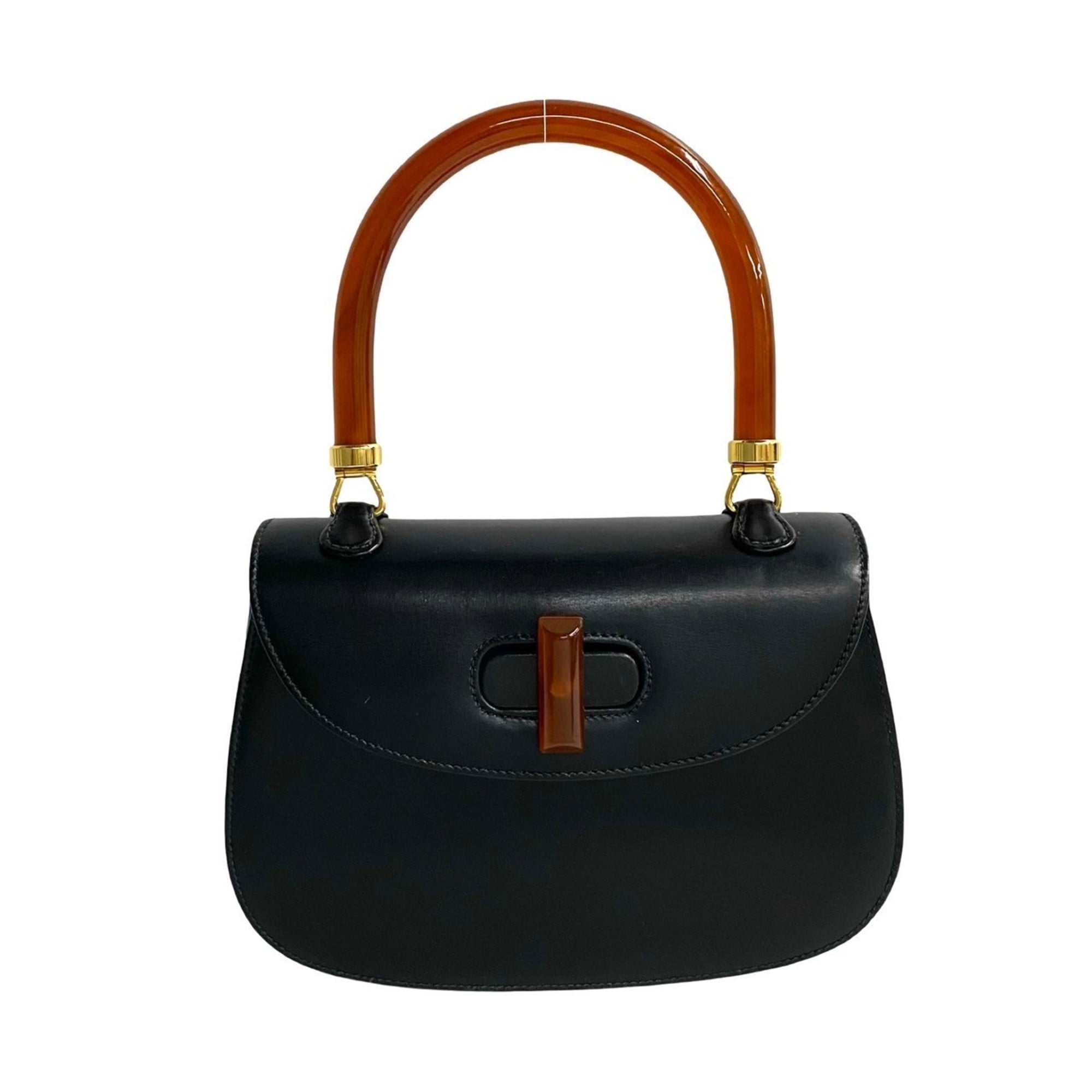 Gucci Black Leather Handbag Tote Bag (Pre-Owned)