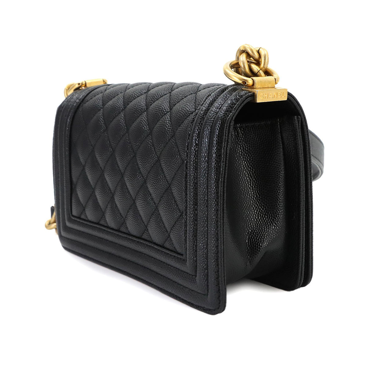Chanel Black Grained Calfskin Handbag Shoulder Bag (Pre-Owned)