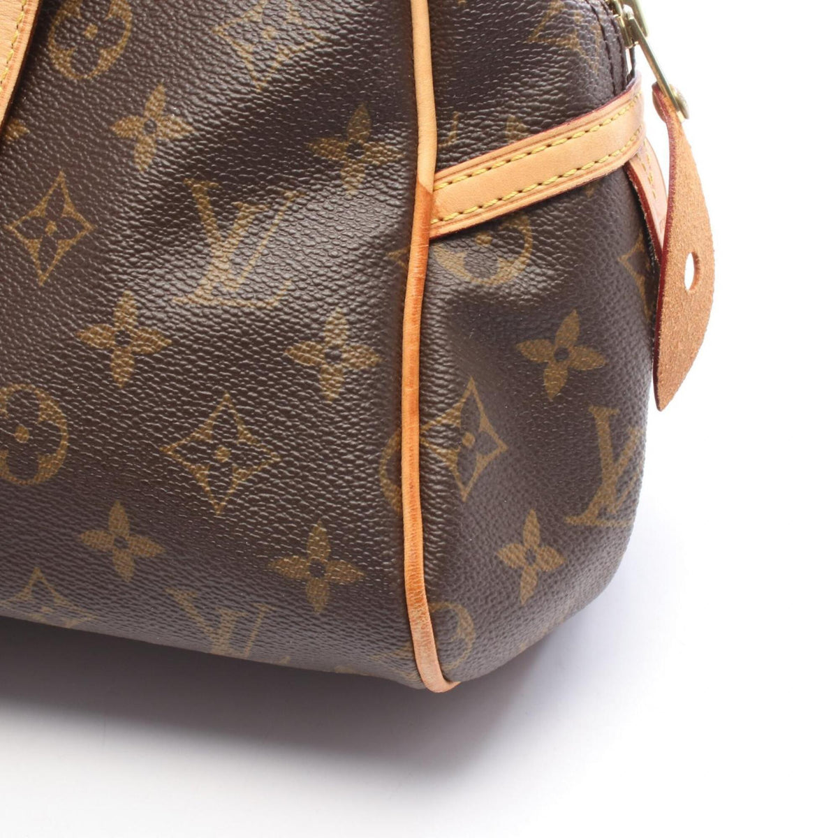 Louis Vuitton Brown Coated Canvas Leather Handbag Shoulder Bag (Pre-Owned)