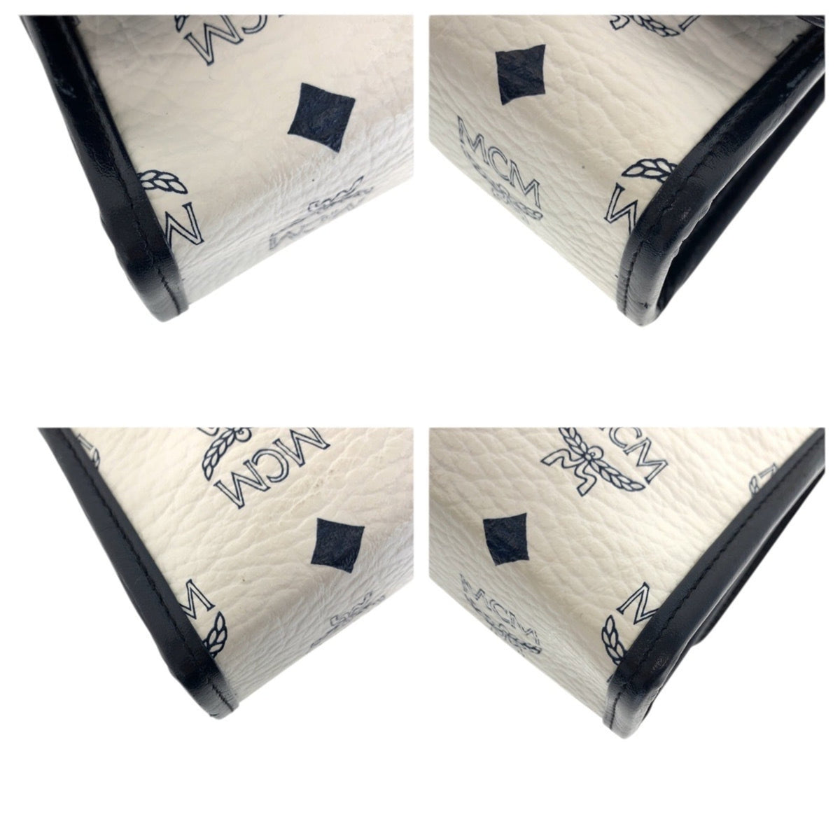 Mcm Navy White Leather Pochette Shoulder Bag (Pre-Owned)