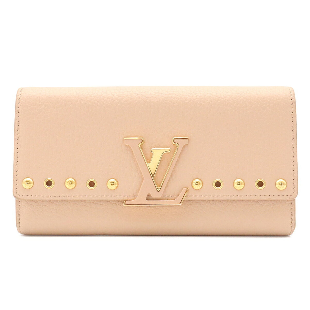 Louis Vuitton Beige Leather Long Wallet (Bi-Fold) (Pre-Owned)
