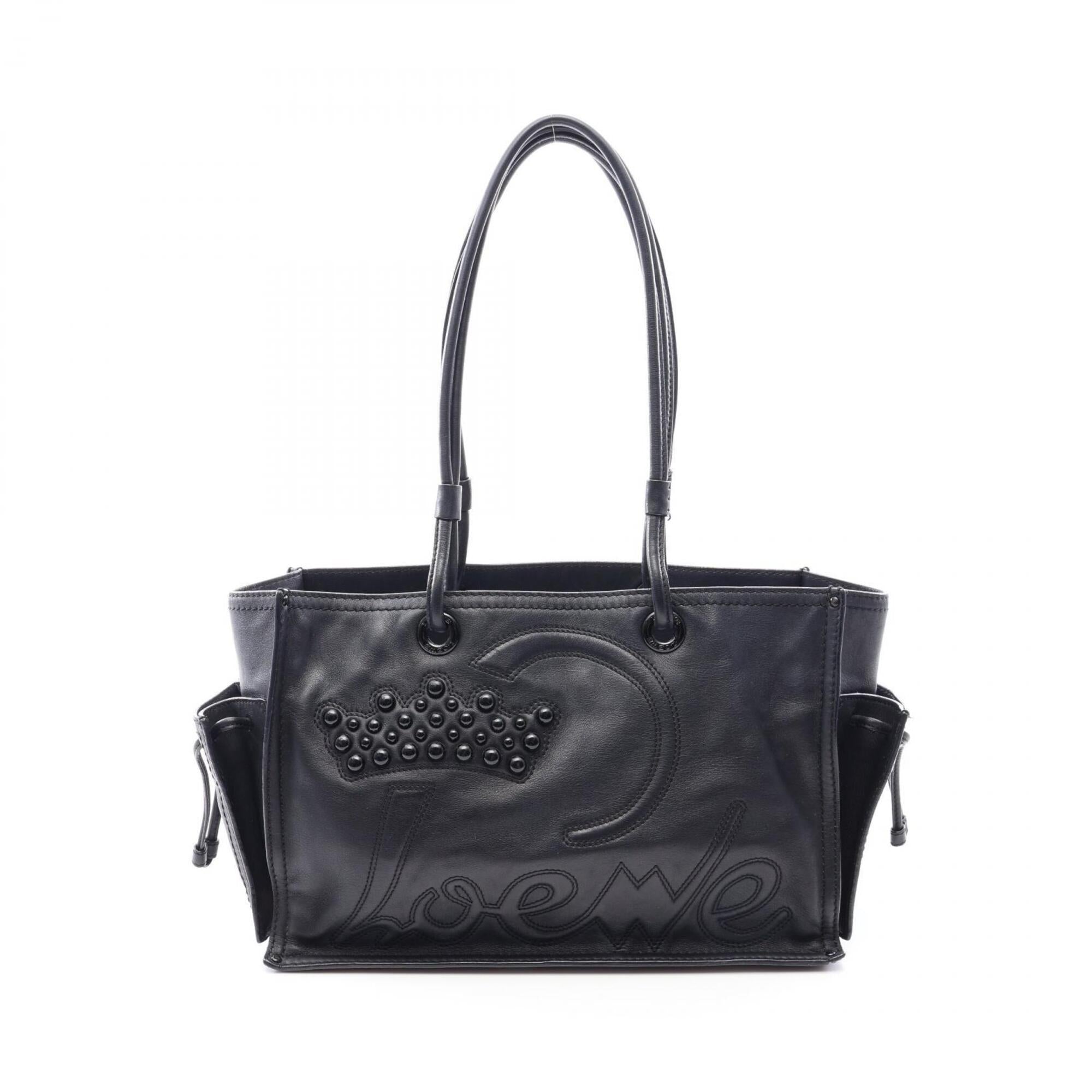 Loewe Black Leather Handbag Tote Bag (Pre-Owned)
