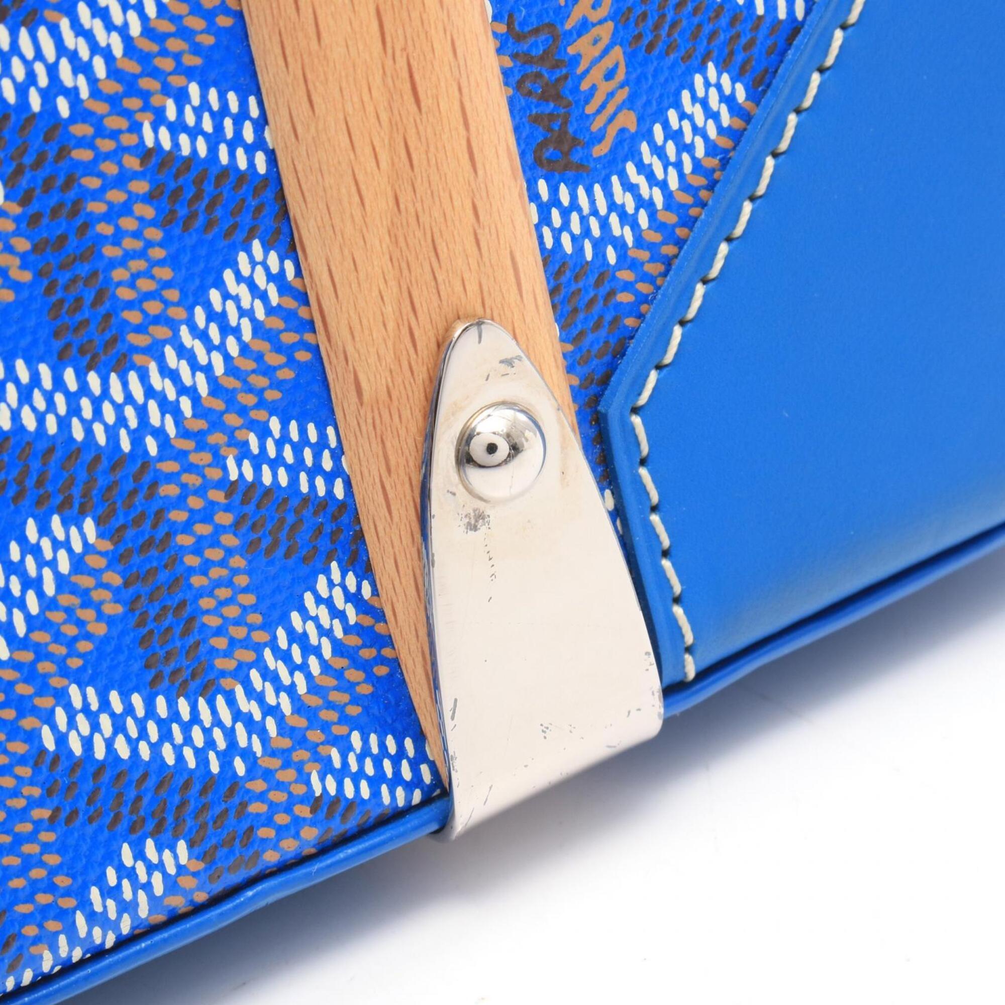 Goyard Blue Multi-Color White Coated Canvas Leather Handbag (Pre-Owned)