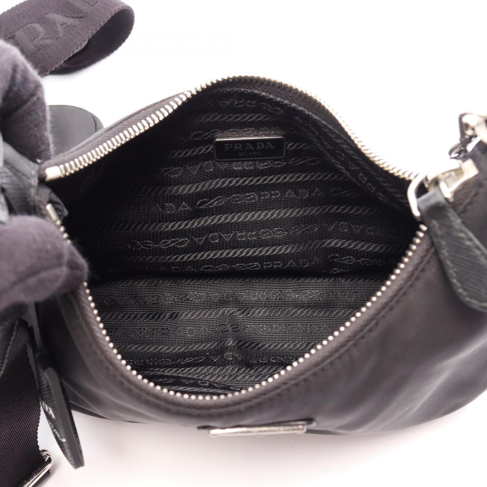 Prada Black Nylon Leather Handbag Pouch Shoulder Bag (Pre-Owned)