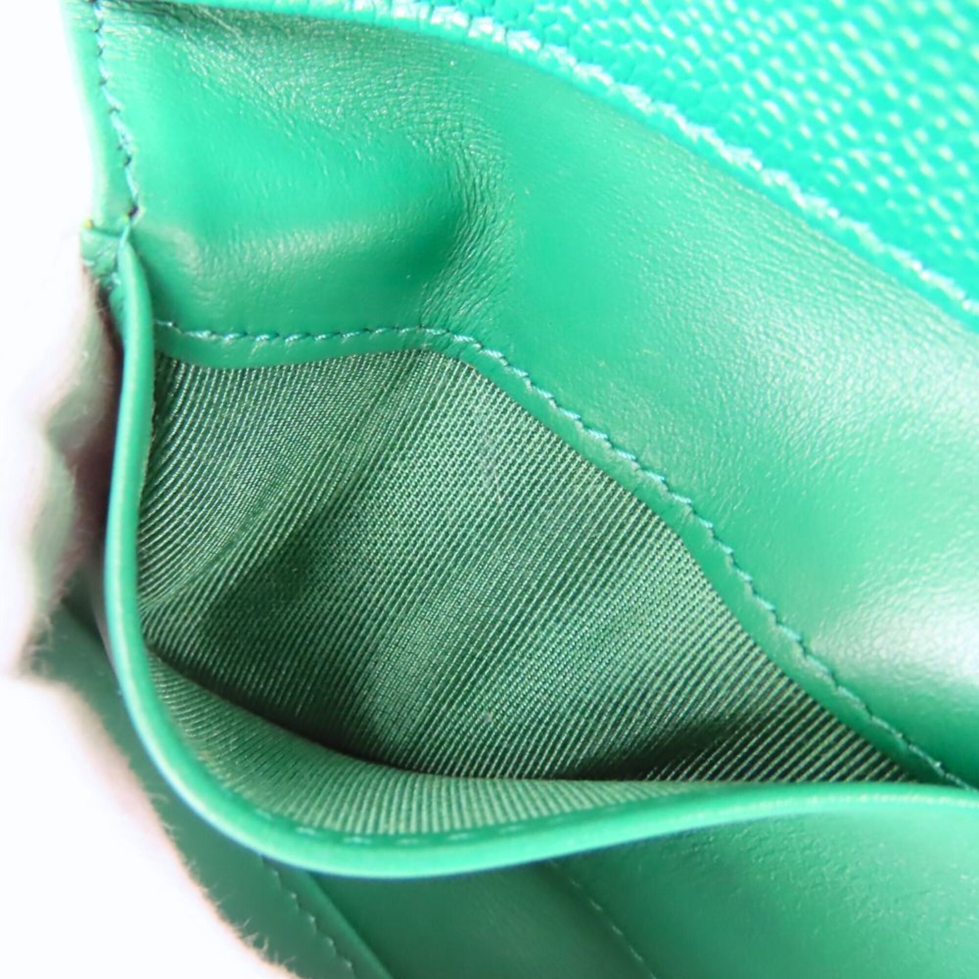 Chanel Green Grained Calfskin Wallet (Tri-Fold) (Pre-Owned)