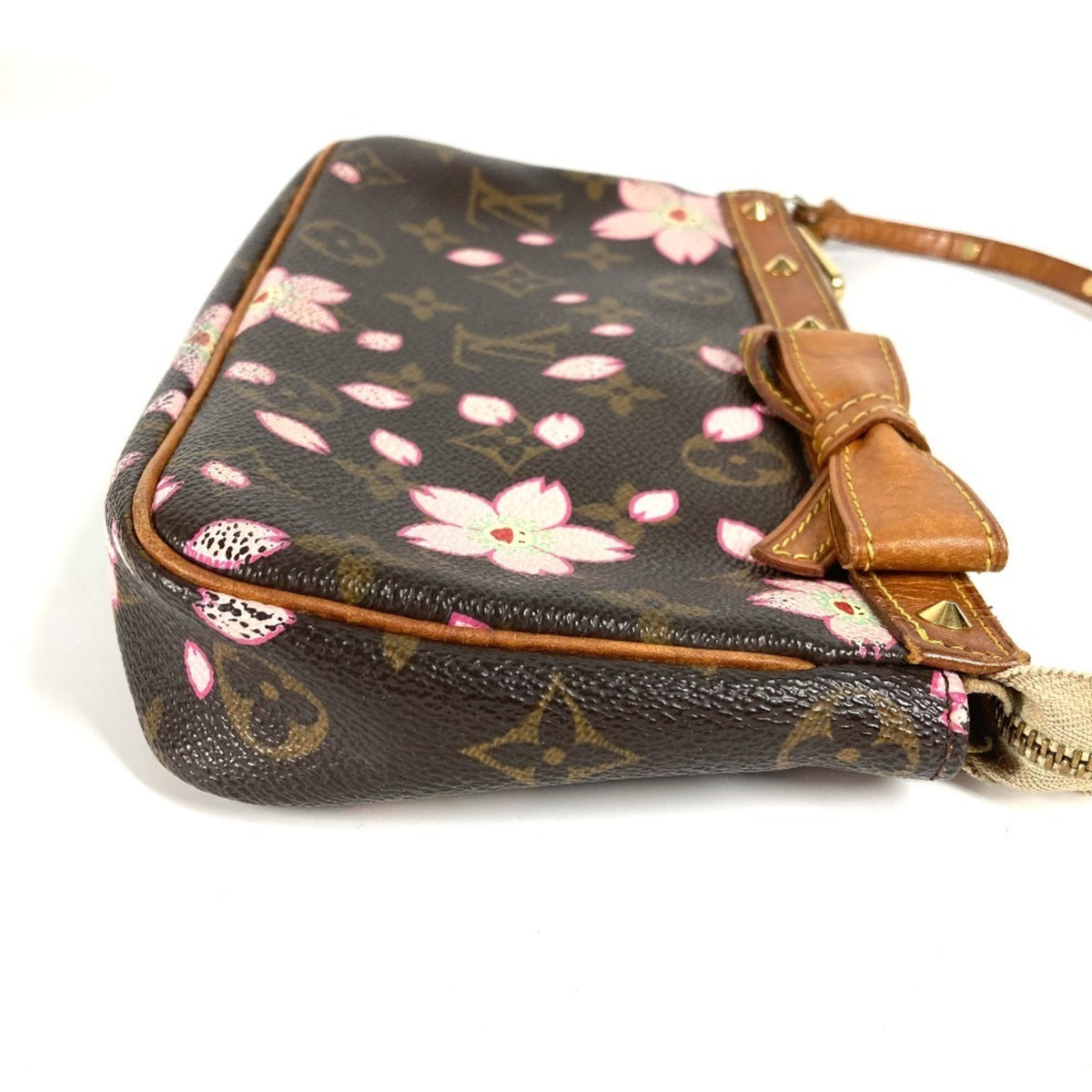 Louis Vuitton Brown Pink Monogram Cherry Blossom Handbag Pouch Shoulder Bag (Pre-Owned)