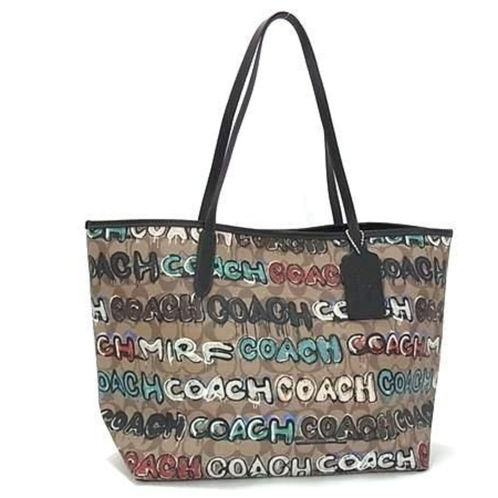 Coach Brown Multi-Color Pvc Leather Tote Bag (Pre-Owned)