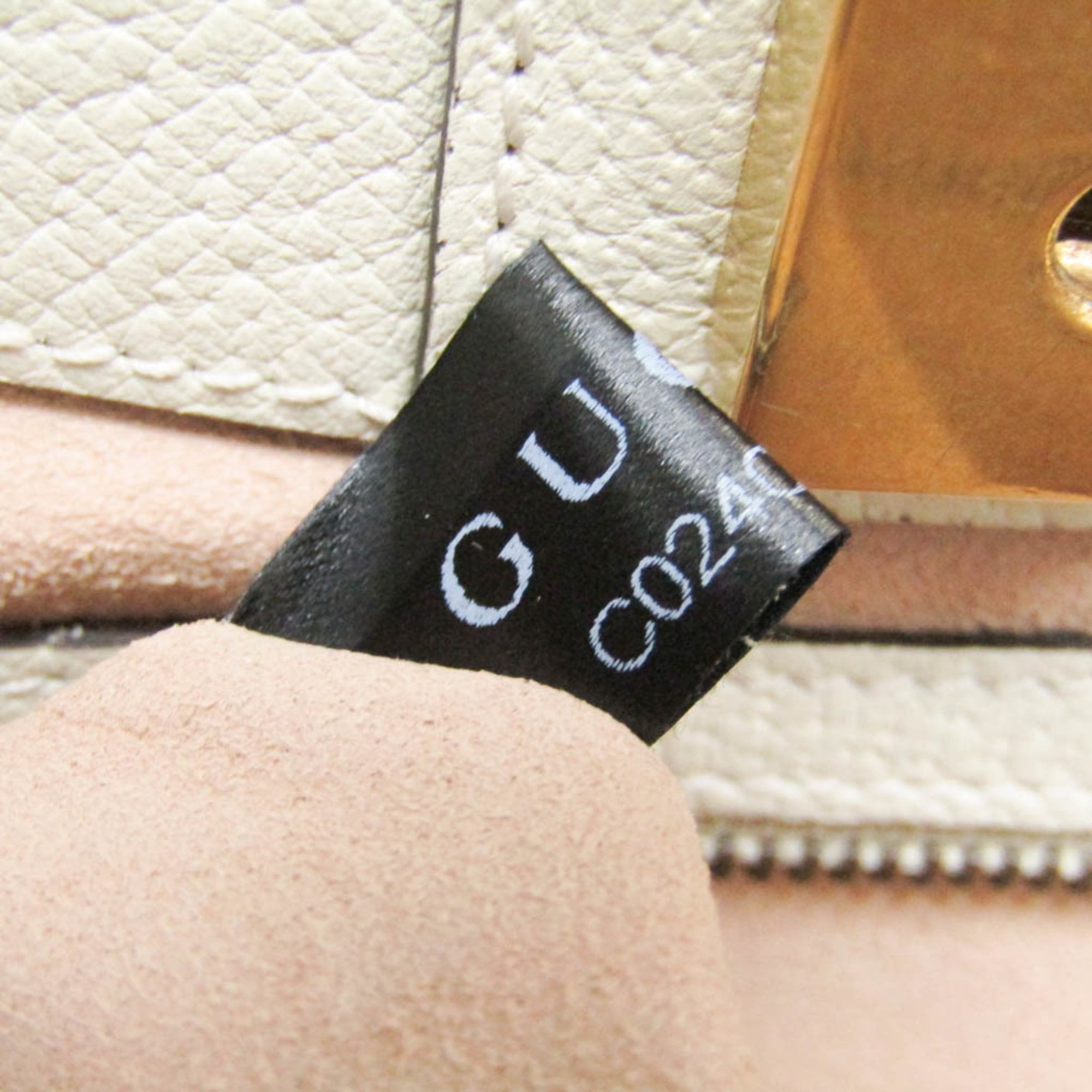 Gucci Totem Top Handle Bag Leather White Leather Handbag (Pre-Owned)