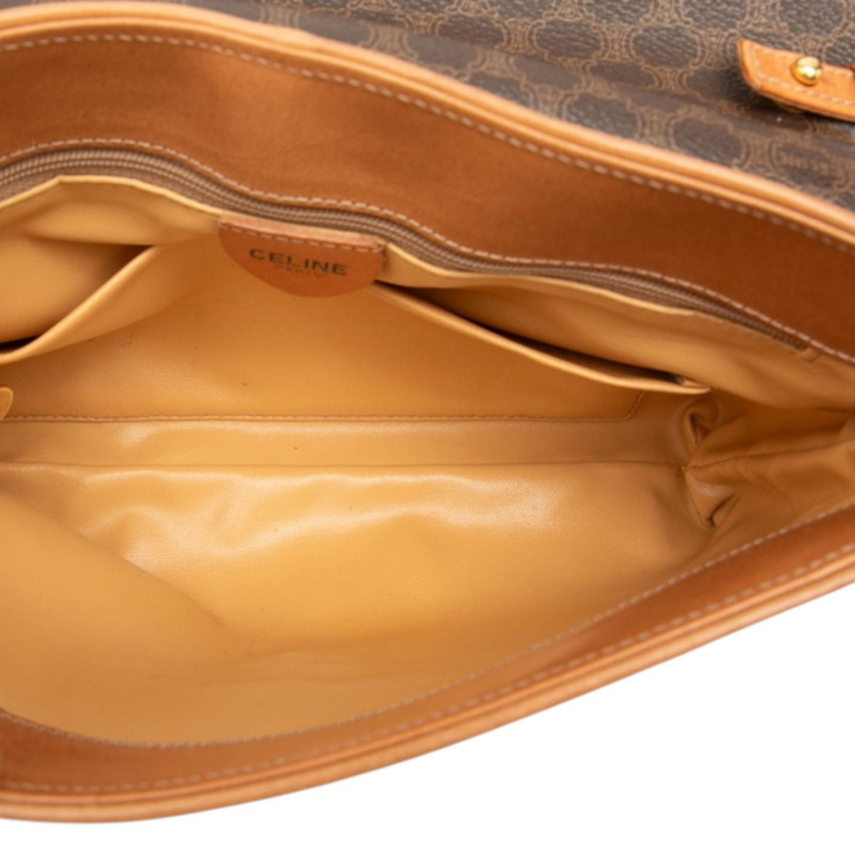 Celine Macadam Brown Pvc Leather Clutch Bag Shoulder Bag (Pre-Owned)