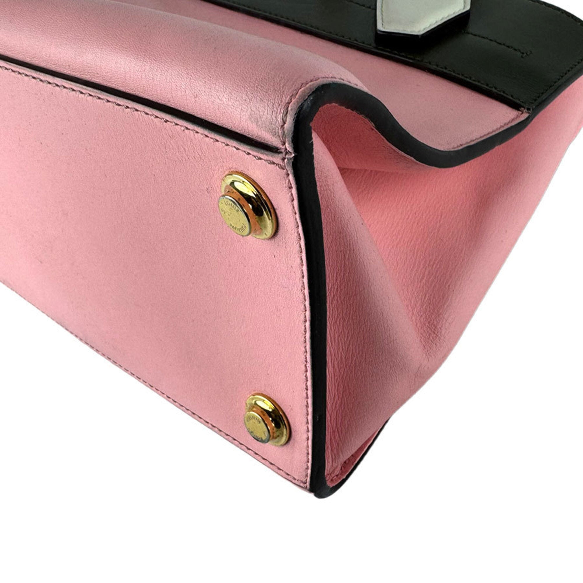 Louis Vuitton Khaki Pink White Leather Handbag Shoulder Bag (Pre-Owned)