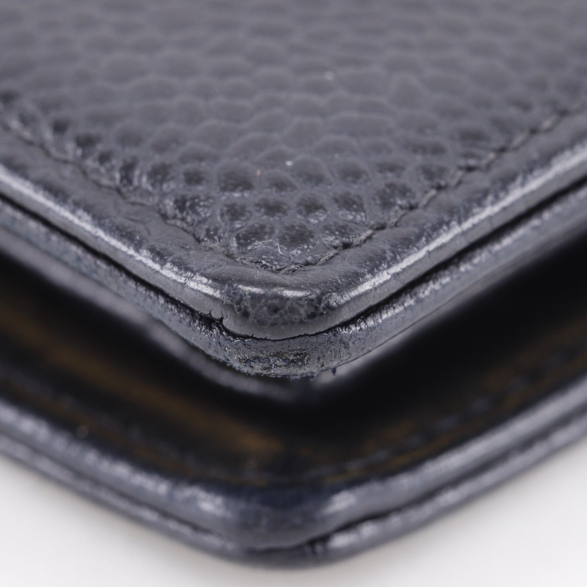 Chanel Black Grained Calfskin Long Wallet (Bi-Fold) (Pre-Owned)
