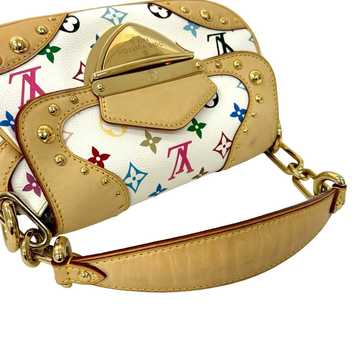 Louis Vuitton White Leather Pvc Shoulder Bag (Pre-Owned)
